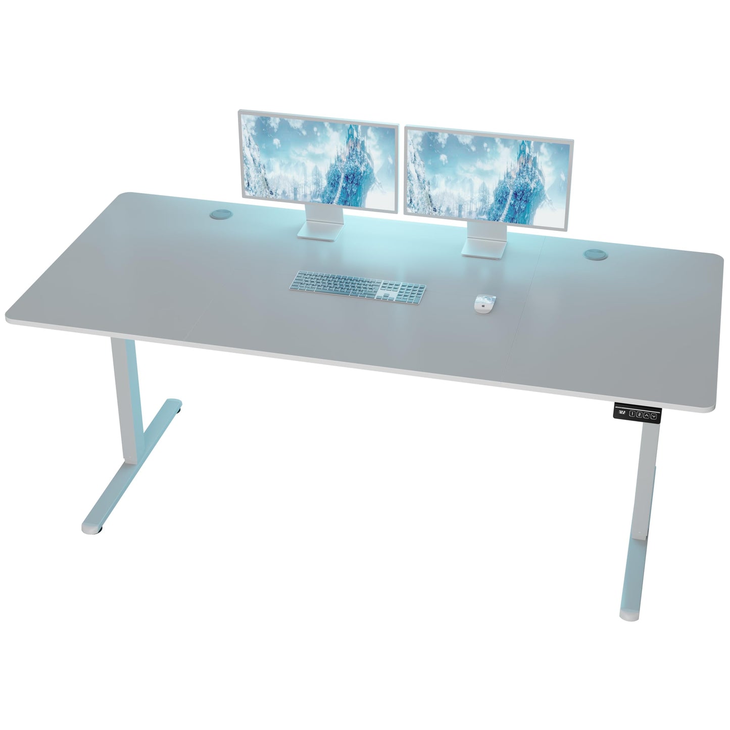 Shintenchi Standing Desk, 71x31 Inch Height Adjustable Electric Sit Stand up Desk, Ergonomic Rising Computer Table, Modern Lift Gaming Desk Workstation for Home Office, White