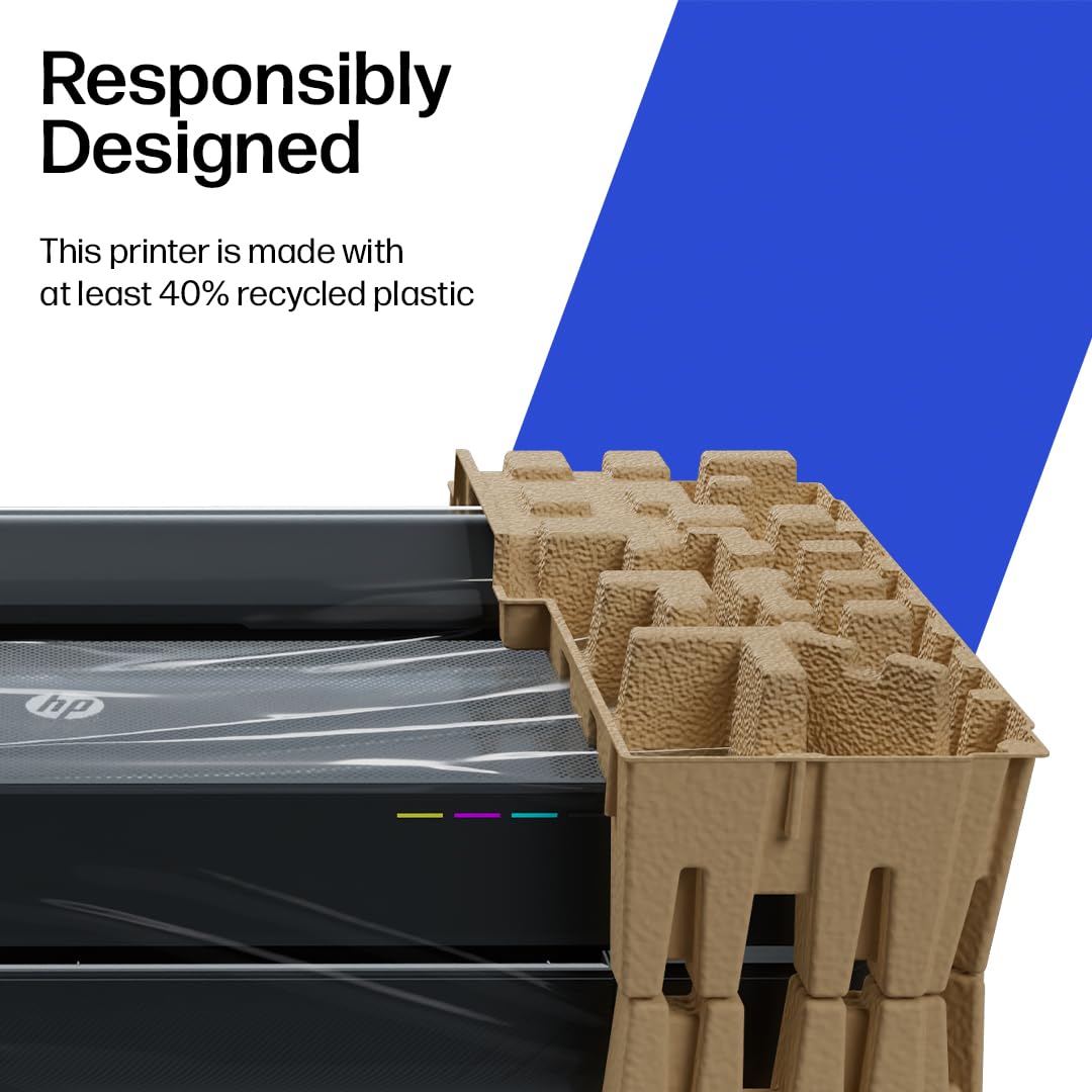 HP DesignJet T210 Large Format 24-inch Poster Printer, for Easy Poster & CAD Printing. Includes up to 1-Year of Ink (8AG32L) - New Model