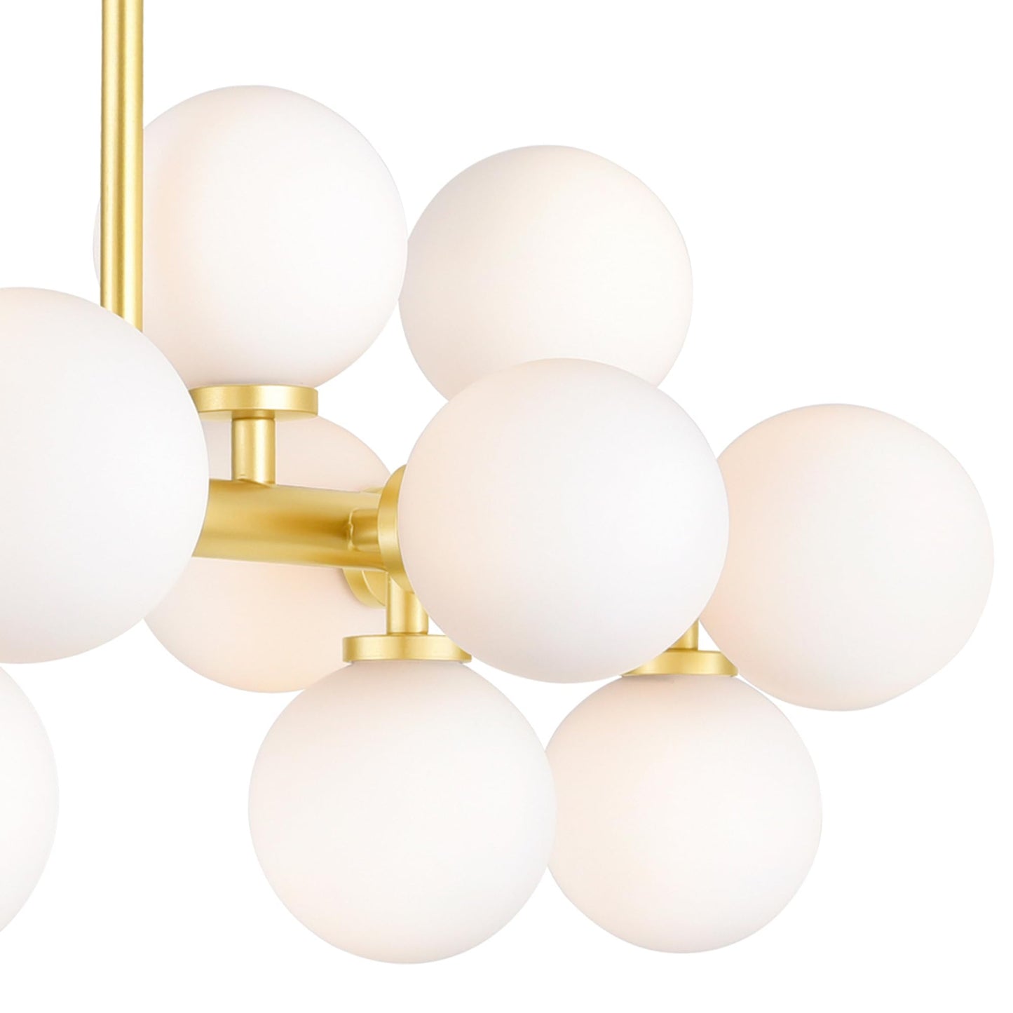 CWI Lighting 36in Satin Gold Chandelier ·16-Light Linear Design, G9 Bulb Base, LED Compatible, Frosted Glass Globes, Model 1020P36-16-