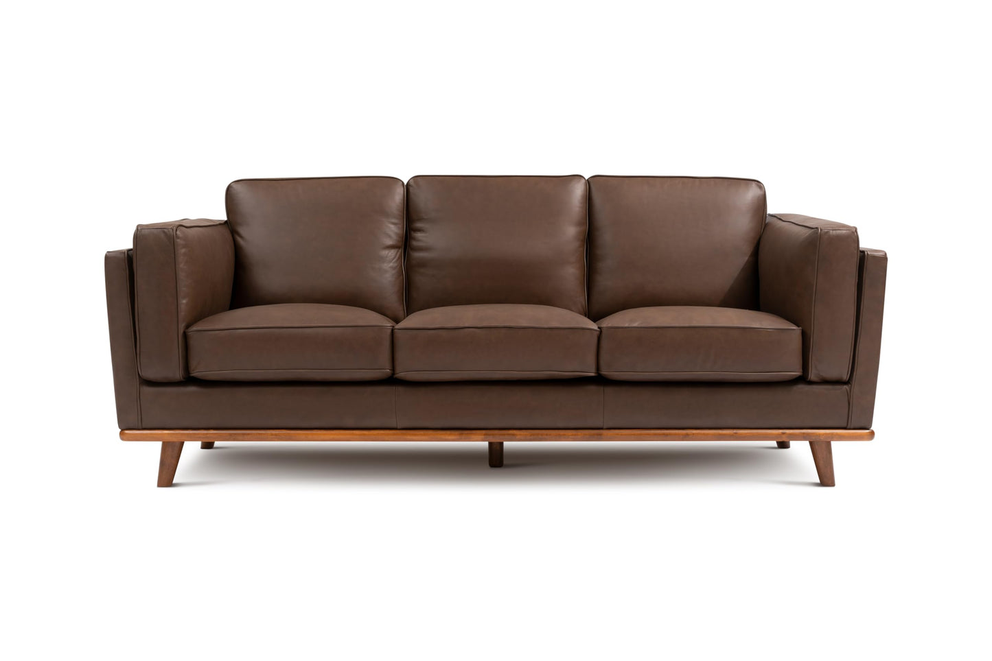 Valencia Artisan Full Leather Sofa 88” | Pure Full Italian Nappa Leather Couch, Solid Wood Accent, Ultimate Comfort, Chocolate