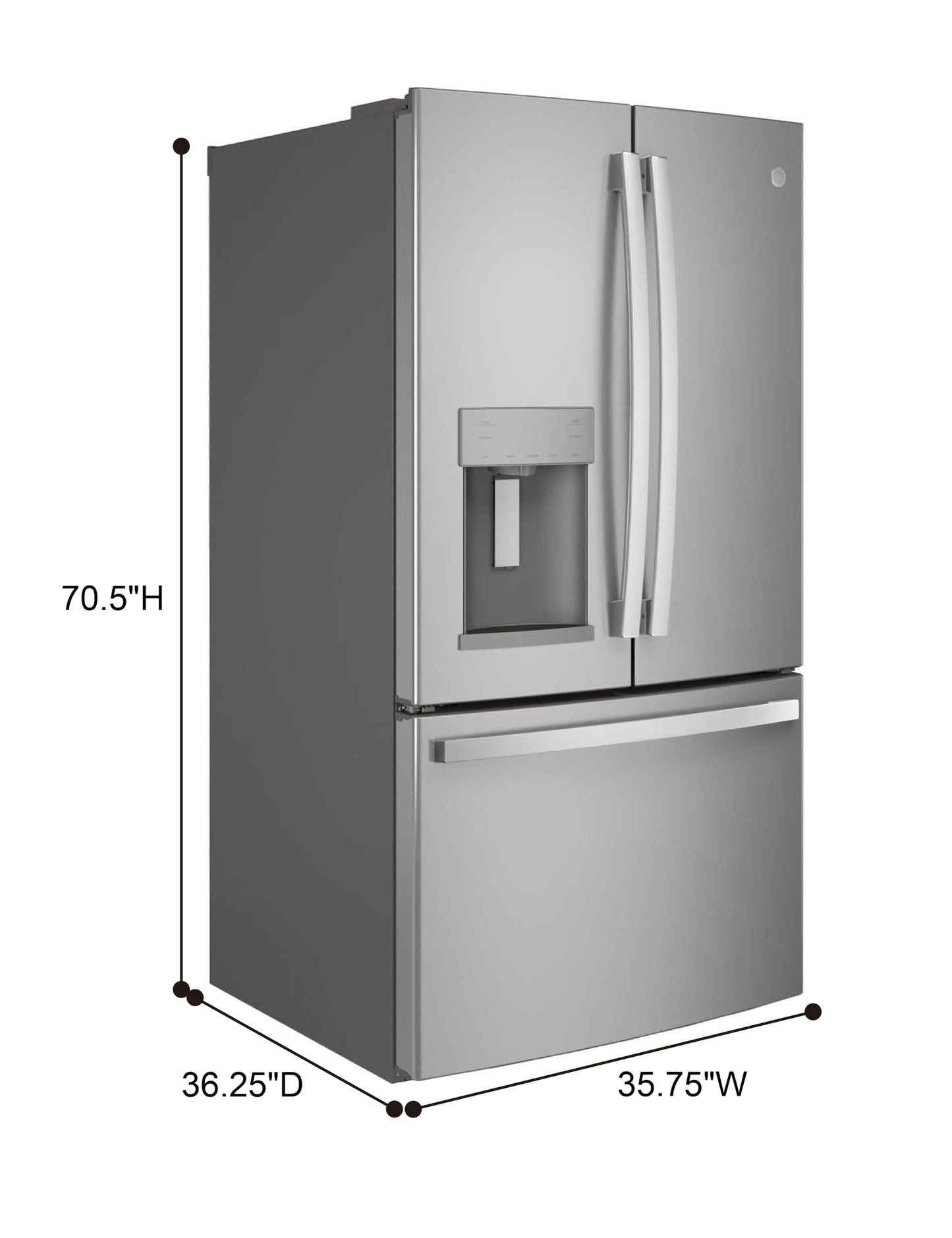 GE 27.7 Cu. Ft. Fingerprint-Resistant French Door Refrigerator with Spacious Interior & Advanced Cooling Technology