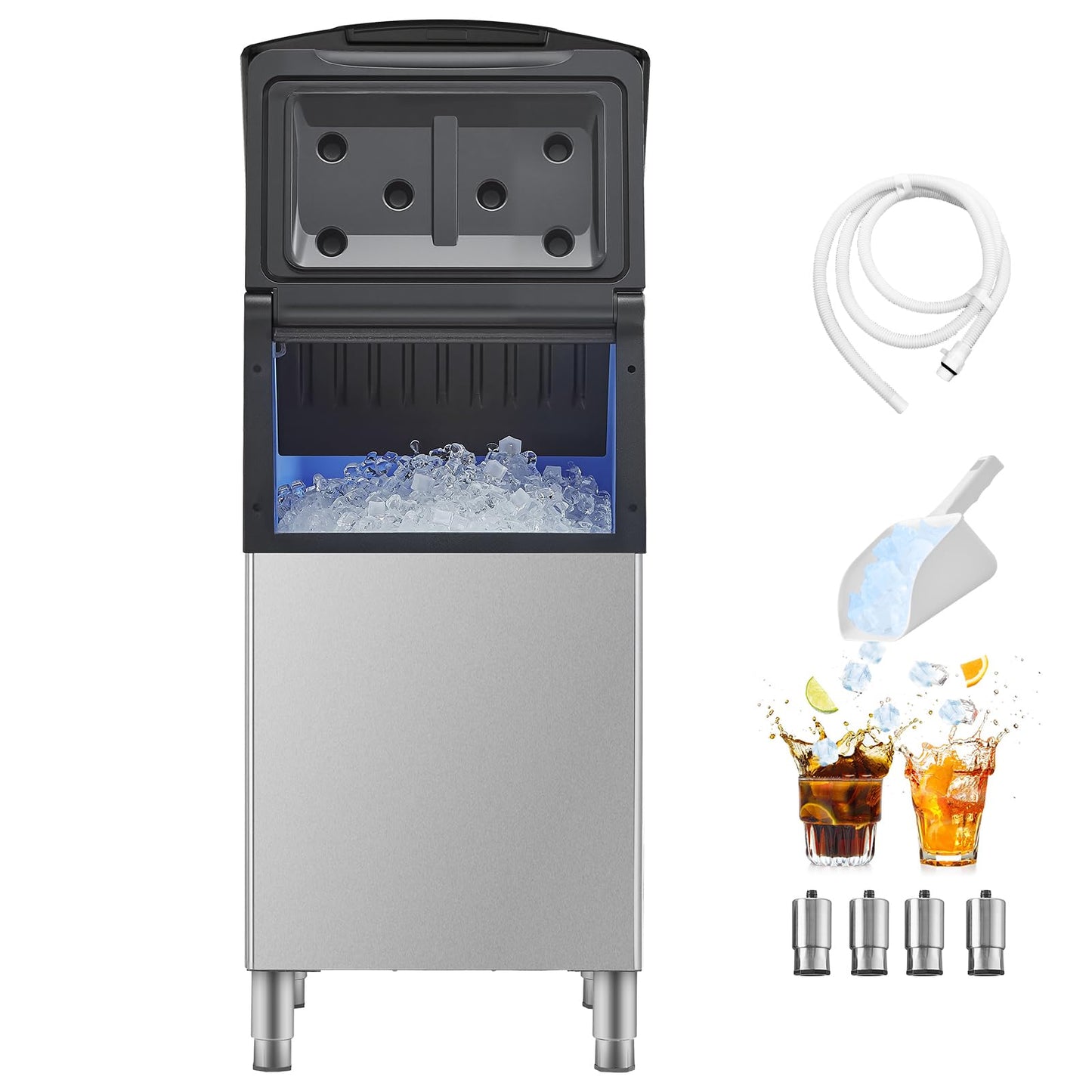 VEVOR Commercial Ice Maker Storage Bin, 300 LBS Capacity Ice-Bin, Commercial Ice Storage Bin with Adjustable Anti-Slip Rubber Feet, Suitable for Restaurant Hotel and Beverage Shops
