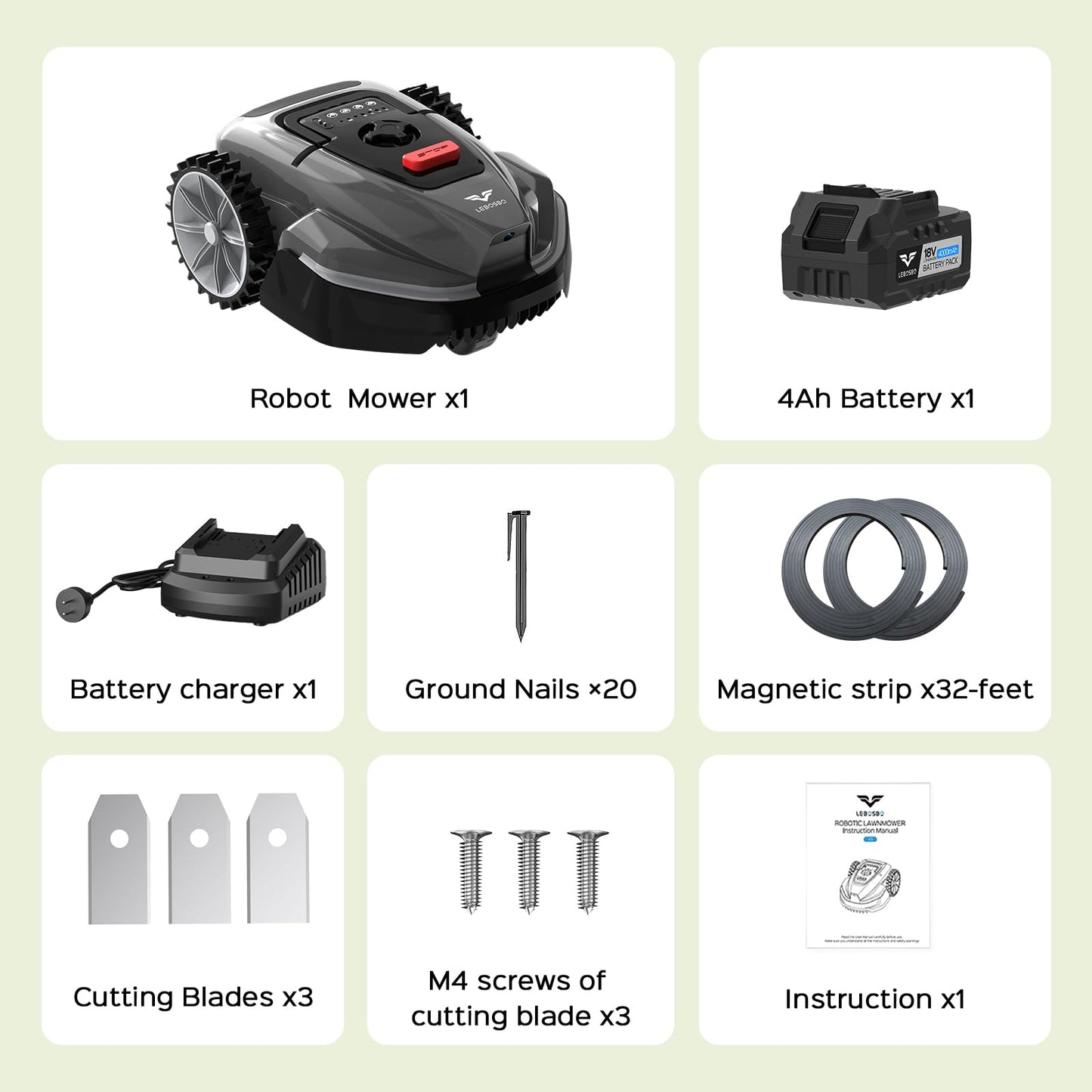 LEBOSBO V3 Robotic Lawn Mower with AI Vision Technology, Adjustable Grass Cutting Height, APP Control, Low-Noise Performance, No-Go Zone Function, Efficient Robot Lawn Mower for Small Lawns