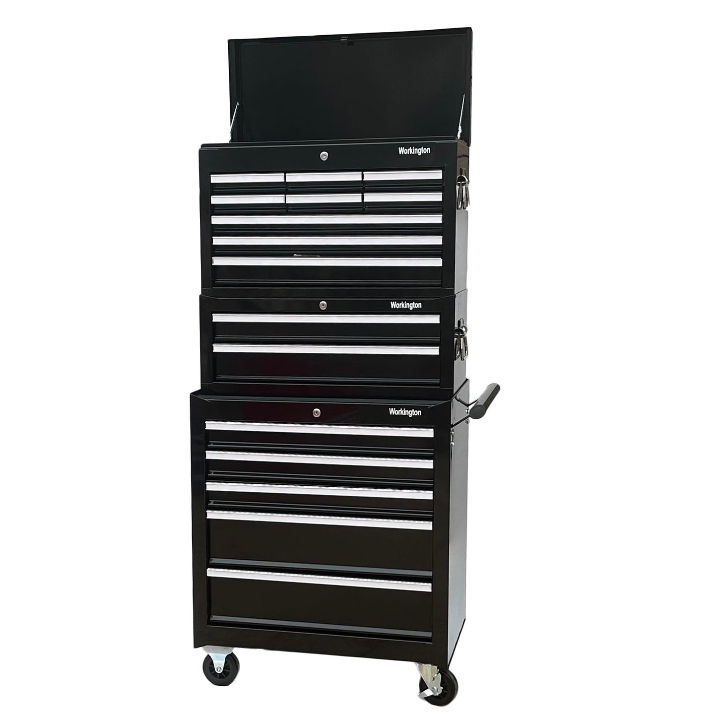 Workington Professional Industrial Rolling Metal Tool Chest with 5 Drawers, 26" 5-Drawer Tool Chest Cabinet with Ball Bearing Drawer Slides, Steel Tool Storage Box Organizer 4102 Black