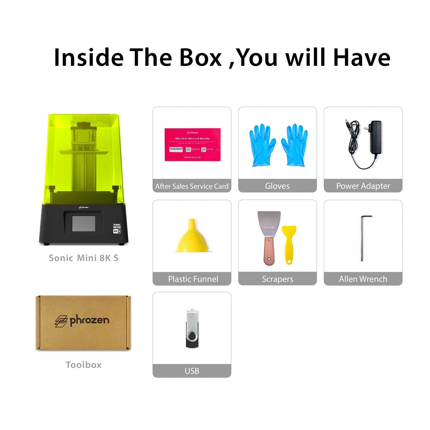 phrozen Sonic Mini 8K S LCD Resin 3D Printer, 7.1" Monochrome LCD, Tabletop 3D Resin Printer with 22µm XY Resolution, 6.5 * 2.8 * 6.7 Inch Printing Volume for Models, Miniatures and Action Figures