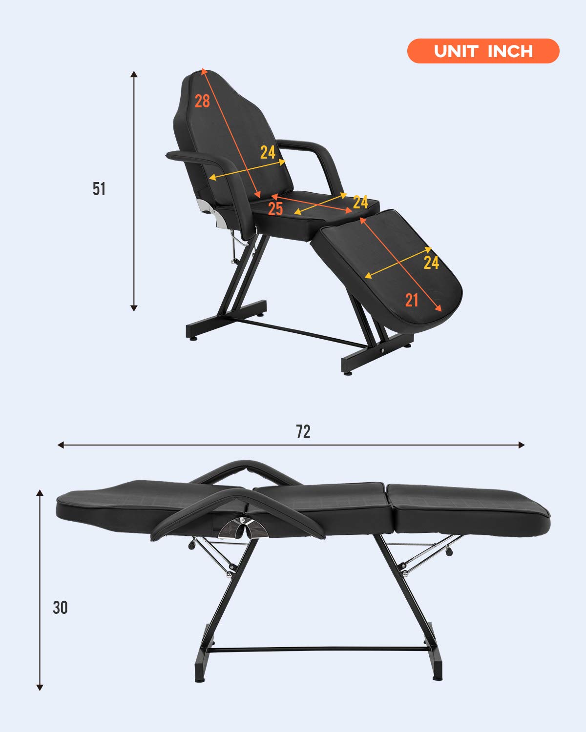 BestMassage Multipurpose Massage Table Massage Bed Spa Salon Facial Bed 74 Inch Long Adjustable Folding Massage Table Tattoo Chairs Salon Massage Equipment