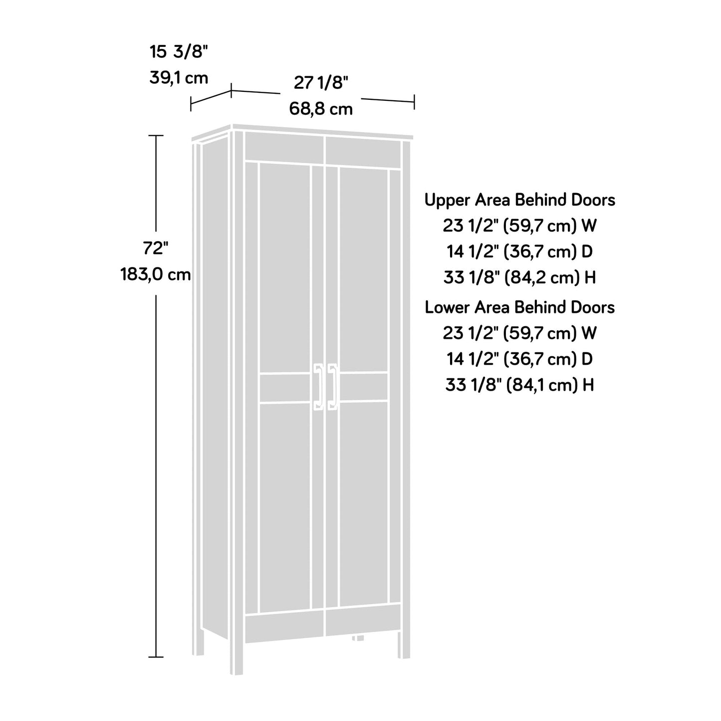 Sauder 2-Door Storage Cabinet, Tall Wooden Organizer, in a Chalk Oak Finish