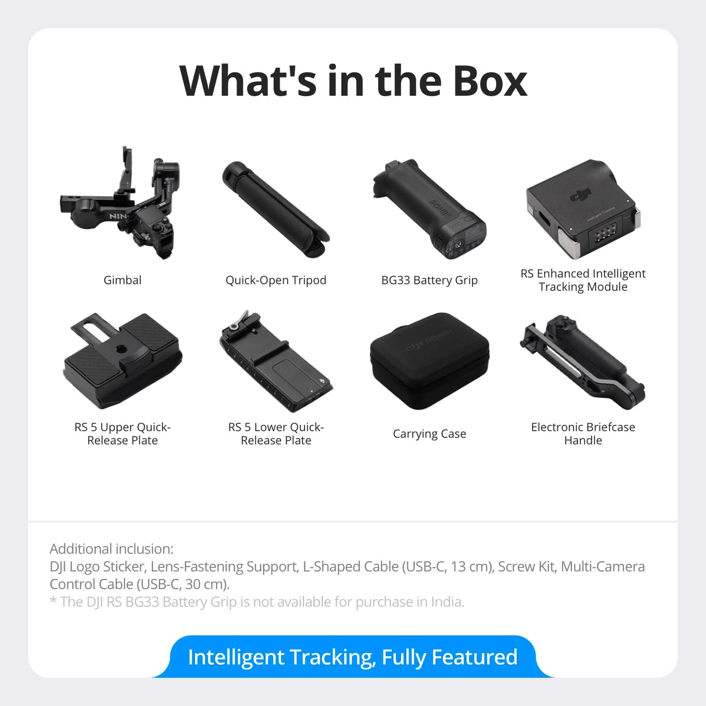 DJI RS 5 Combo, Gimbal Stabilizer for Camera Canon/Sony/Panasonic/Nikon/Fujifilm, Intelligent Tracking, Electronic Briefcase Handle, Fine-Tuning Knobs, New Z-Axis Indicator