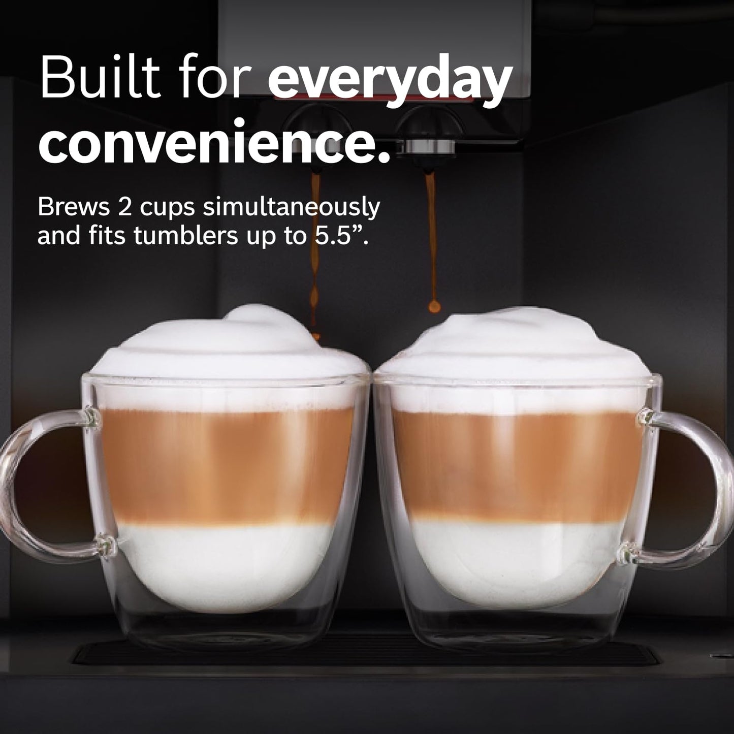 Bosch Fully Automatic Coffee and Espresso Machine - 9 Drinks, Barista Quality, Double Cup Super Coffee Maker - Programmable Machine, Large Bean Capacity - Easy Clean, Maintenance - Black - TPU40109
