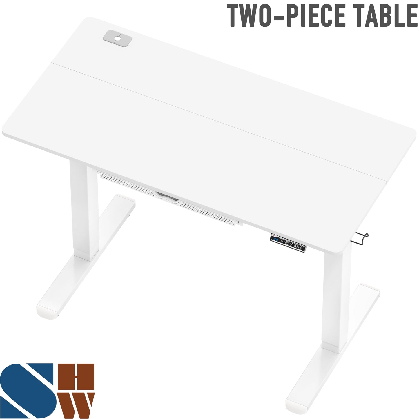SHW 48-Inch Electric Height Adjustable Standing Desk with Drawer, Memory Preset and Cable Management Tray, White