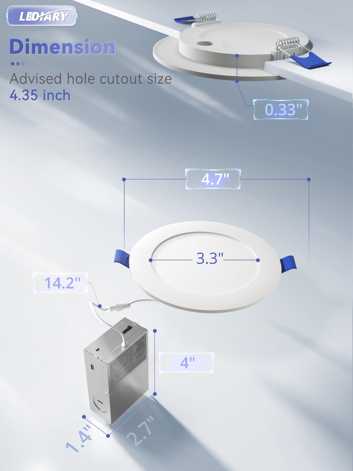 LEDIARY 24 Pack 4 Inch Dimmable LED Recessed Lighting, 9W, 750LM, 5CCT (2700K-6000K), Aluminum,
