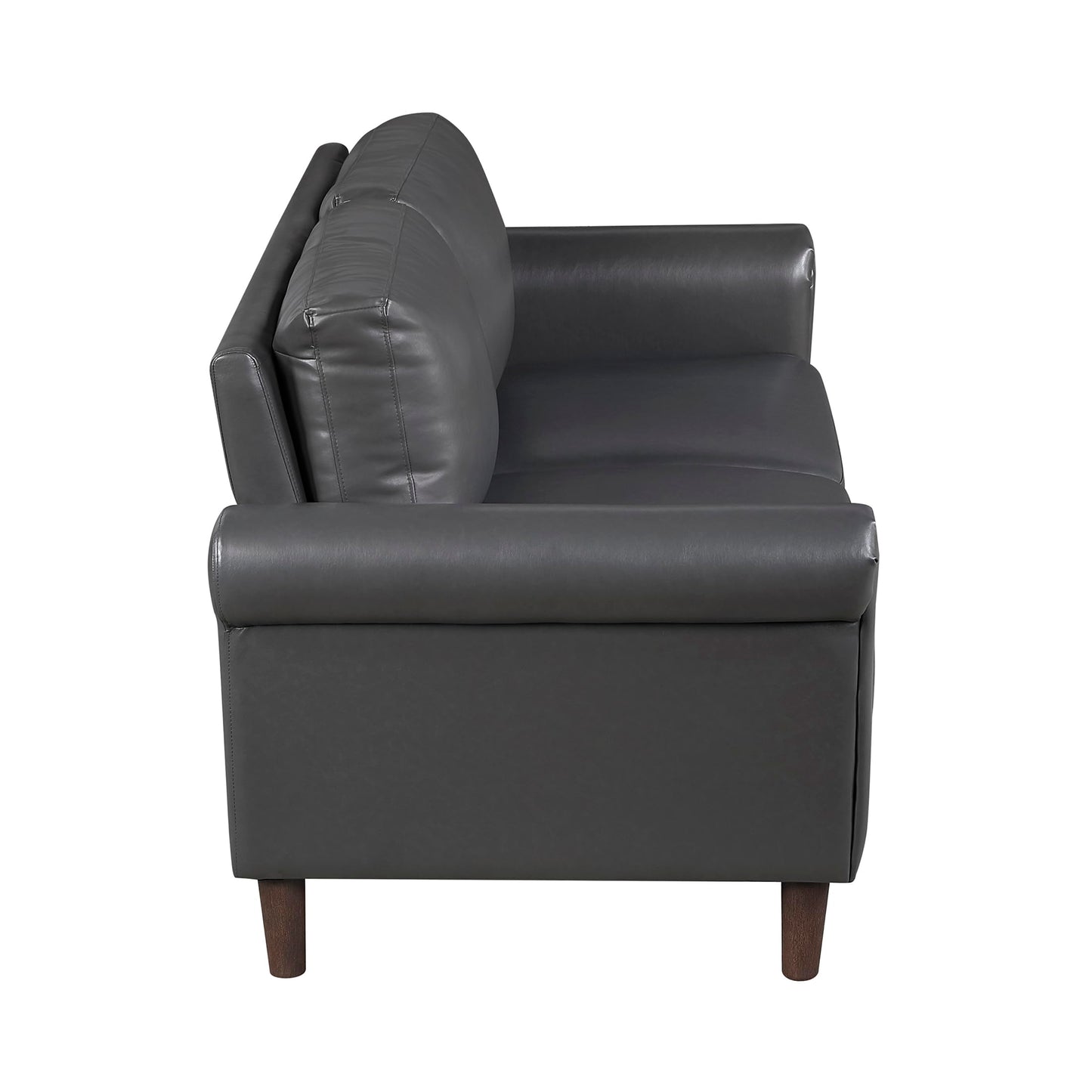 Lexicon 57" W Loveseat, Faux Leather Upholstered Couch, Loveseat with Rolled Armrest for Bedroom/Office/Waiting Room, 2 Seater Couch, Dark Gray