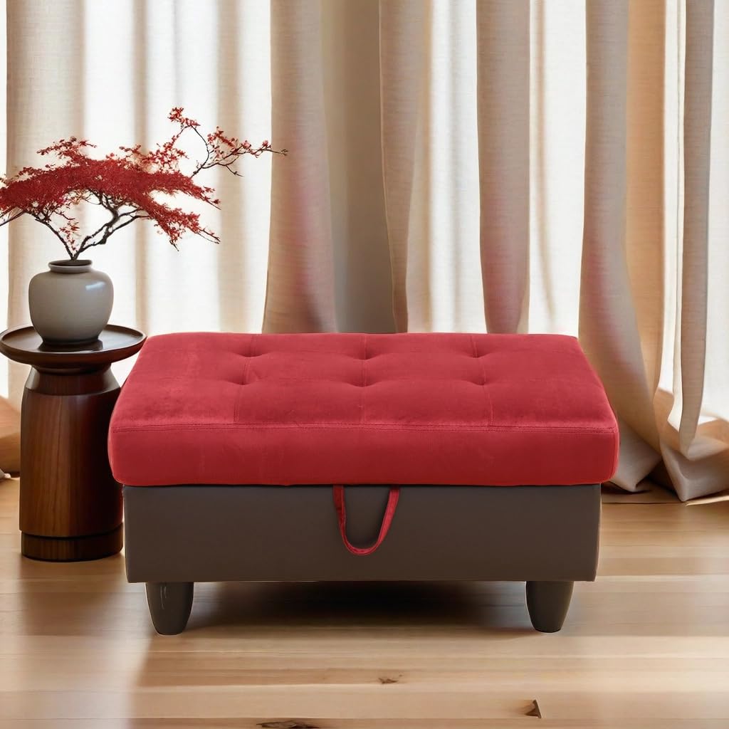 UOCFYK 3 Pieces Sectional Sofa Sets, L-Shape Sofa Microfiber Couch Living Room Sofa Set with Chaise Using for Living Room Furniture - Right Hand Facing,Red