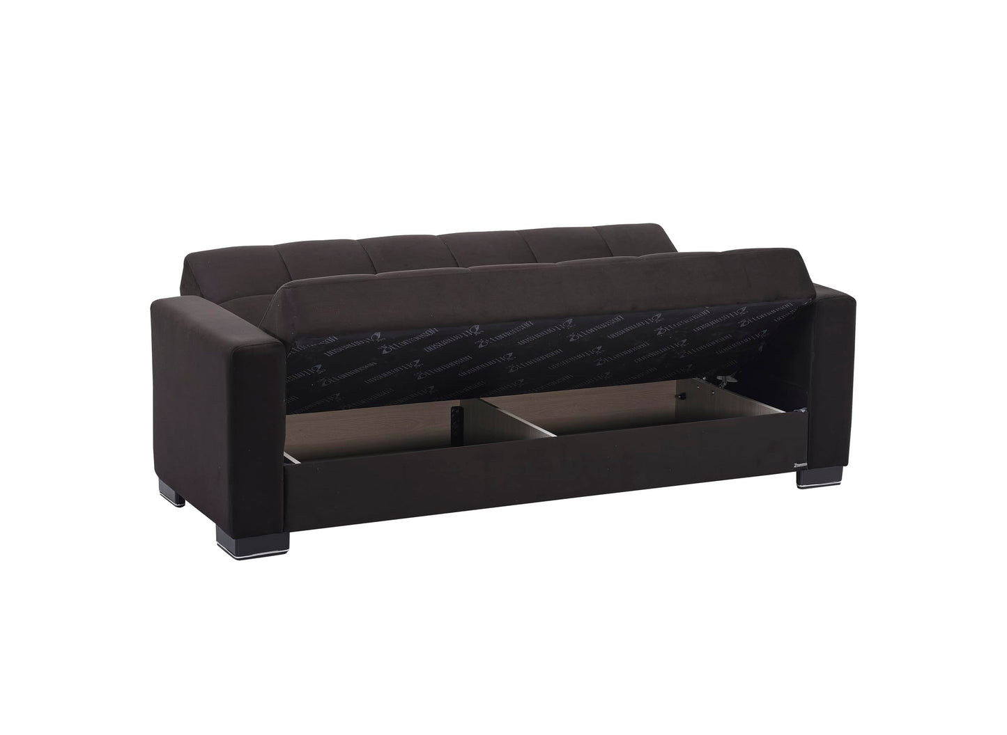 Ottomanson Convertible Sofa Bed Futon Couch with Hidden Storage & Click-Clack Sit-Sleep Conversion – Firm Support Sleeper Sofa for Living Room, Apartment & Guest Room, Black