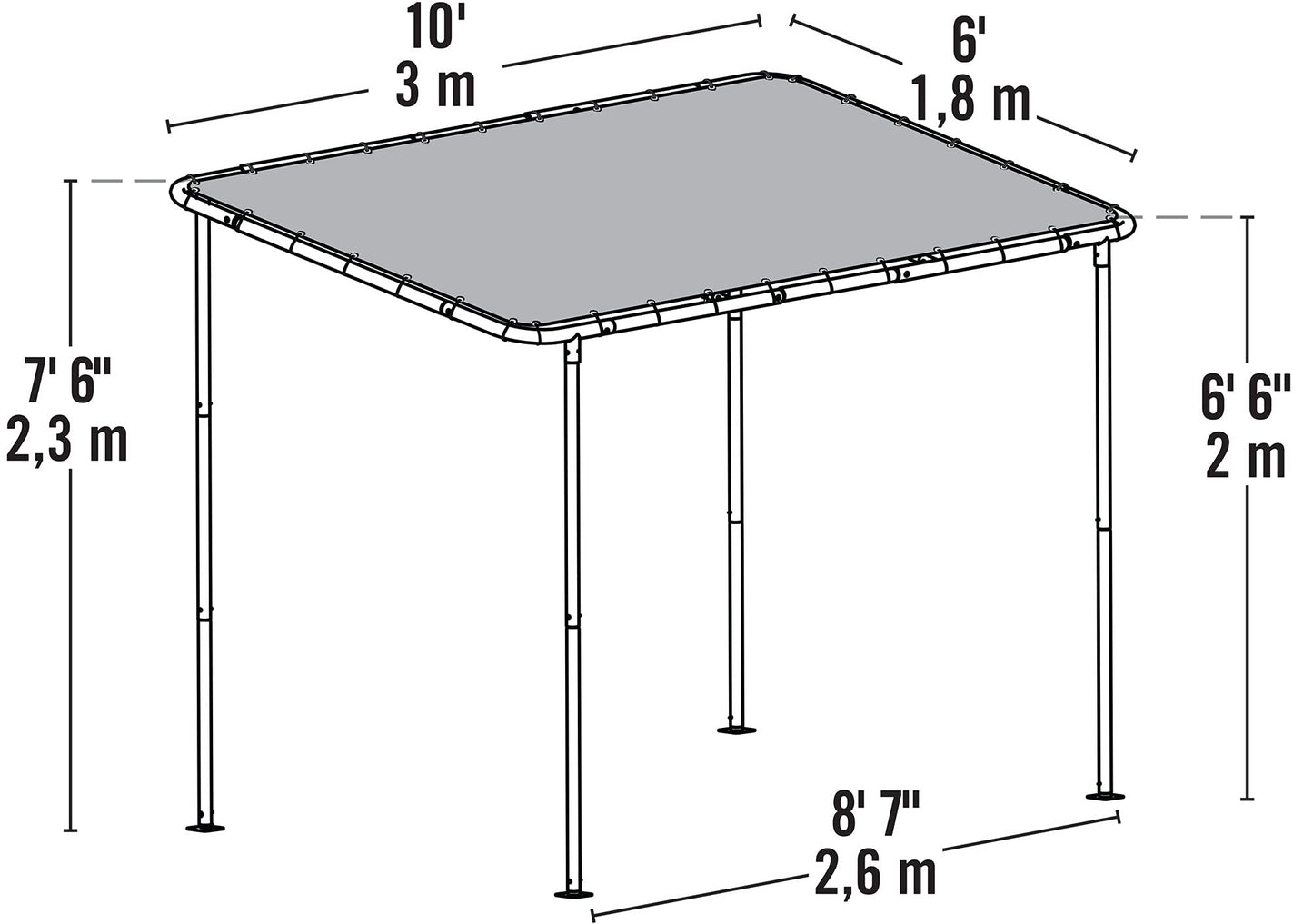 ShelterLogic 10' x 6' Solano Gazebo Canopy Charcoal Carbon Steel Frame and Water-Resistant and Sun Protection Tan Cover