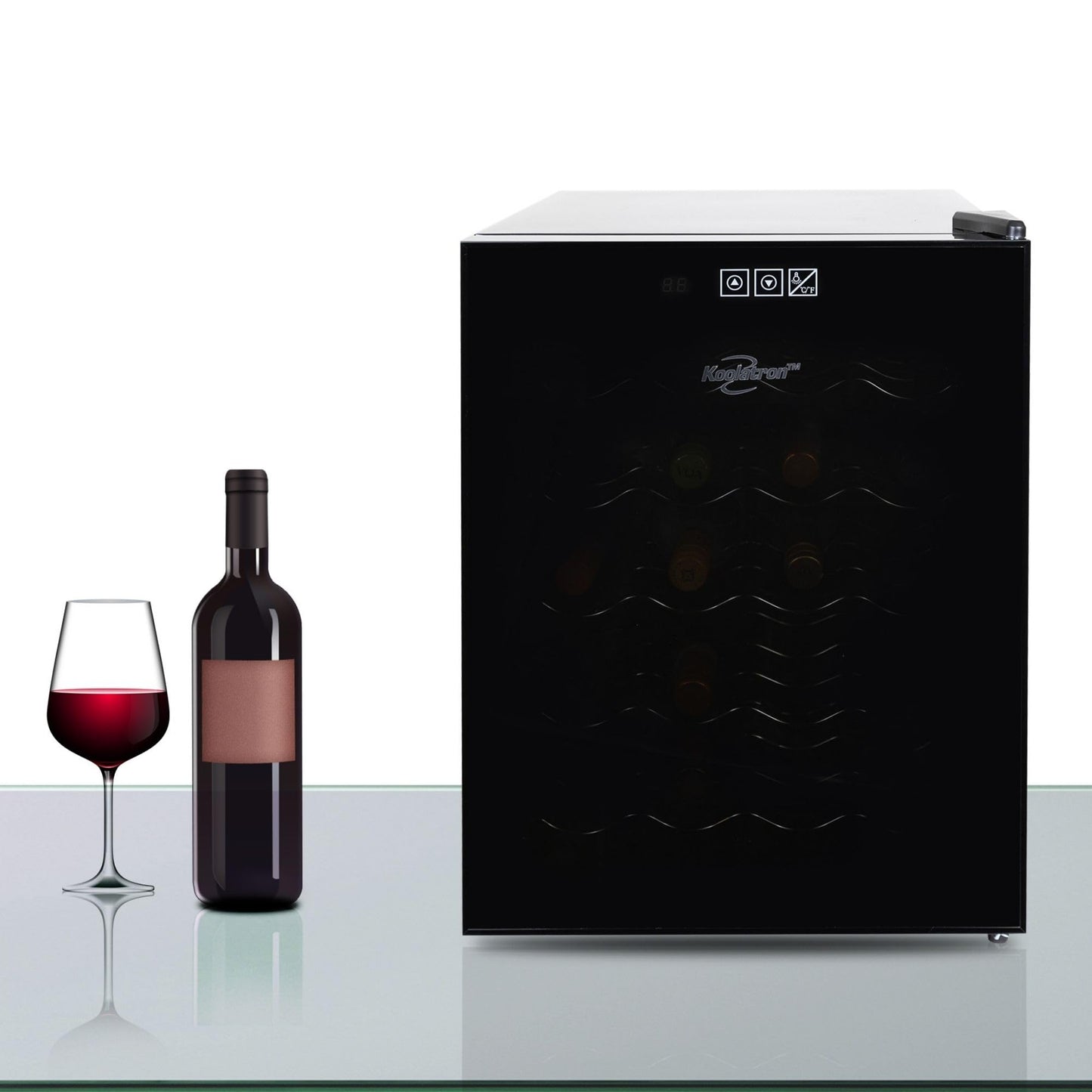 Koolatron 20 Bottle Wine Fridge – Freestanding Wine Cooler with Glass Door, 1.7 Cu Ft (48L), Beverage Can Refrigerator, Digital Temperature Control, Ideal for White, Red & Sparkling Wine, Champagne