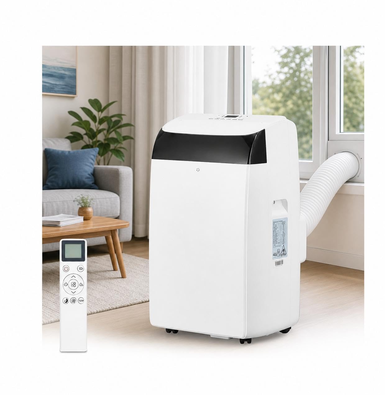 14,000 BTUPortable AC,3-in-1 Cooling/Dehumidifier/Circulation System for 750 Sq.Ft,51dB Ultra-Quiet with 3-Speed, Auto Oscillation & 24H Smart Scheduler for Bedroom, Office & Commercial Spaces