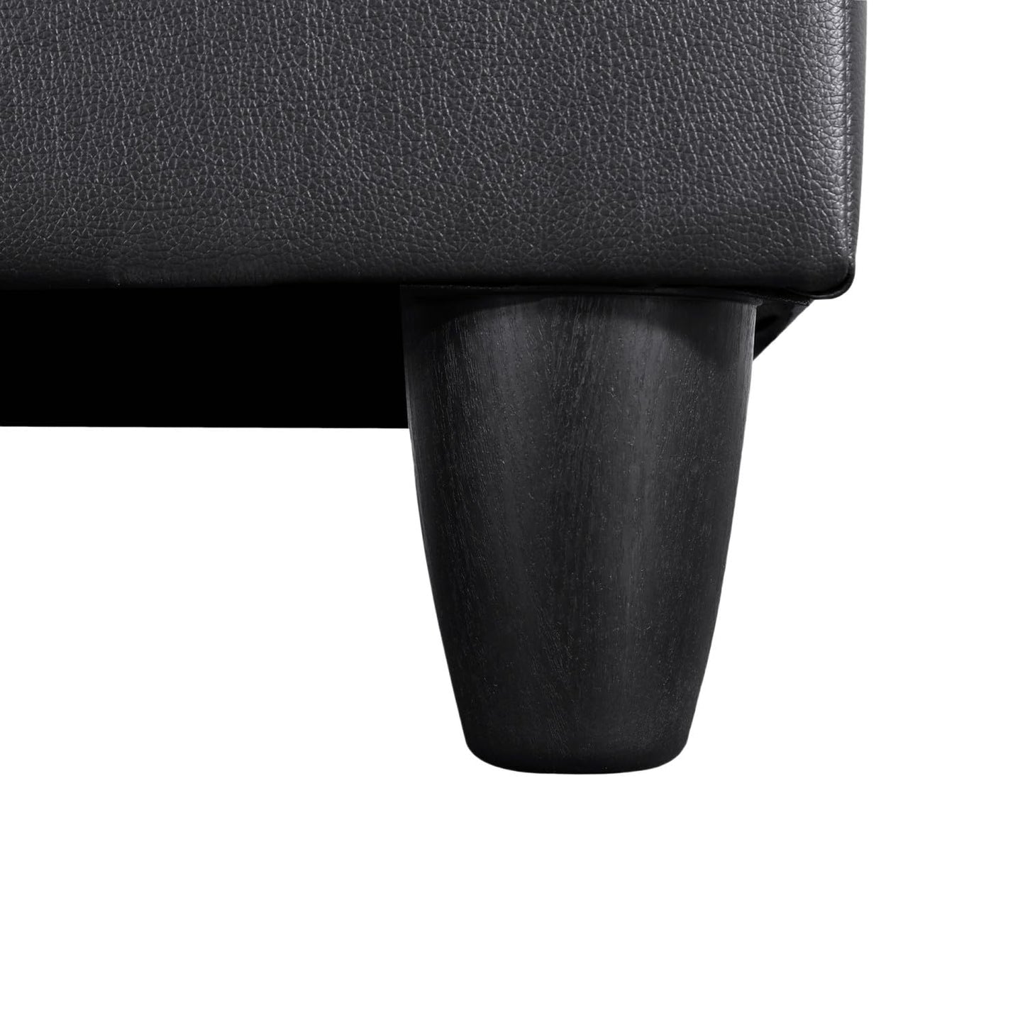 UOCFYK Sectional Sofa Couch with Right Chaise, Faux Leather L Shaped Couches for Living Room, Office, Apartments, Small Space, Black