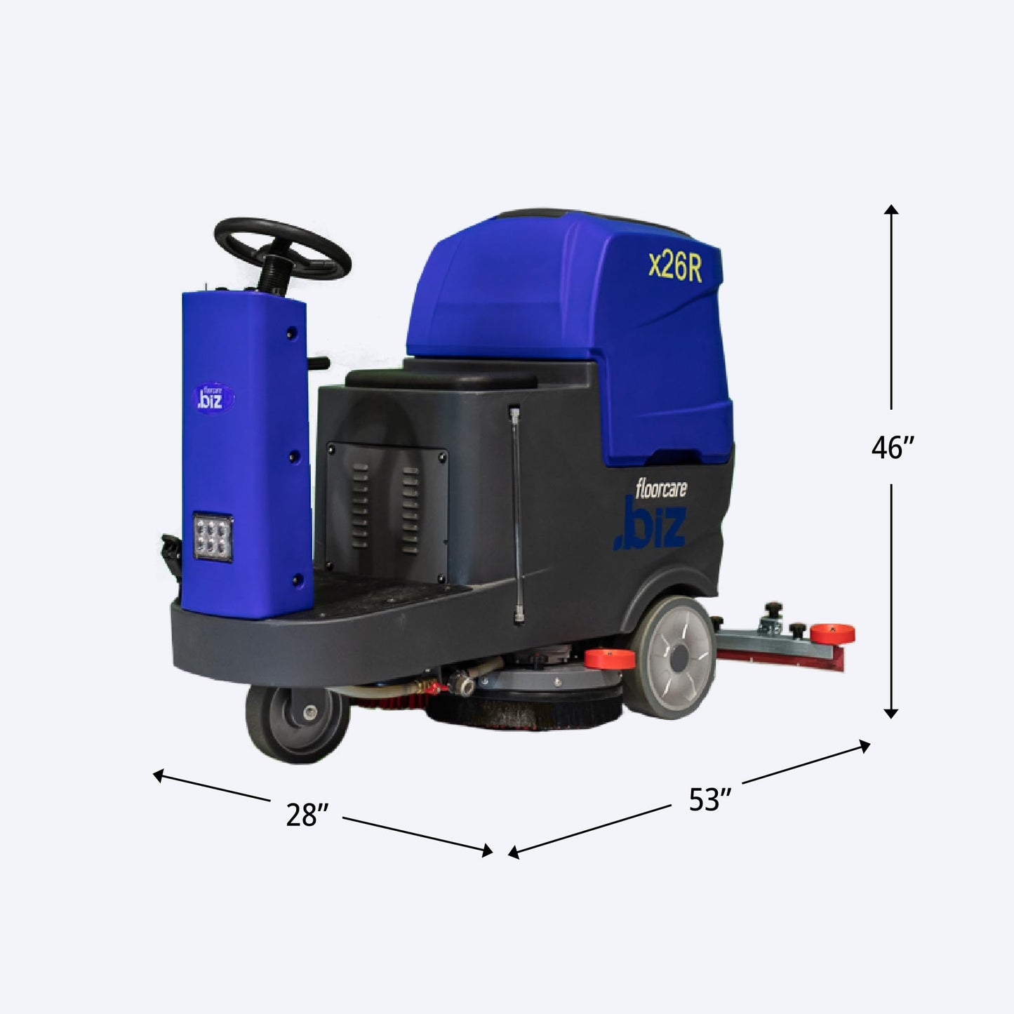 USA-Clean X26R Ride-On Auto Floor Scrubber Machine, 26 inch (750mm) Cleaning Path, Industrial Commercial Use, Large Tank Capacity, Battery Powered Quiet and Easy to Use