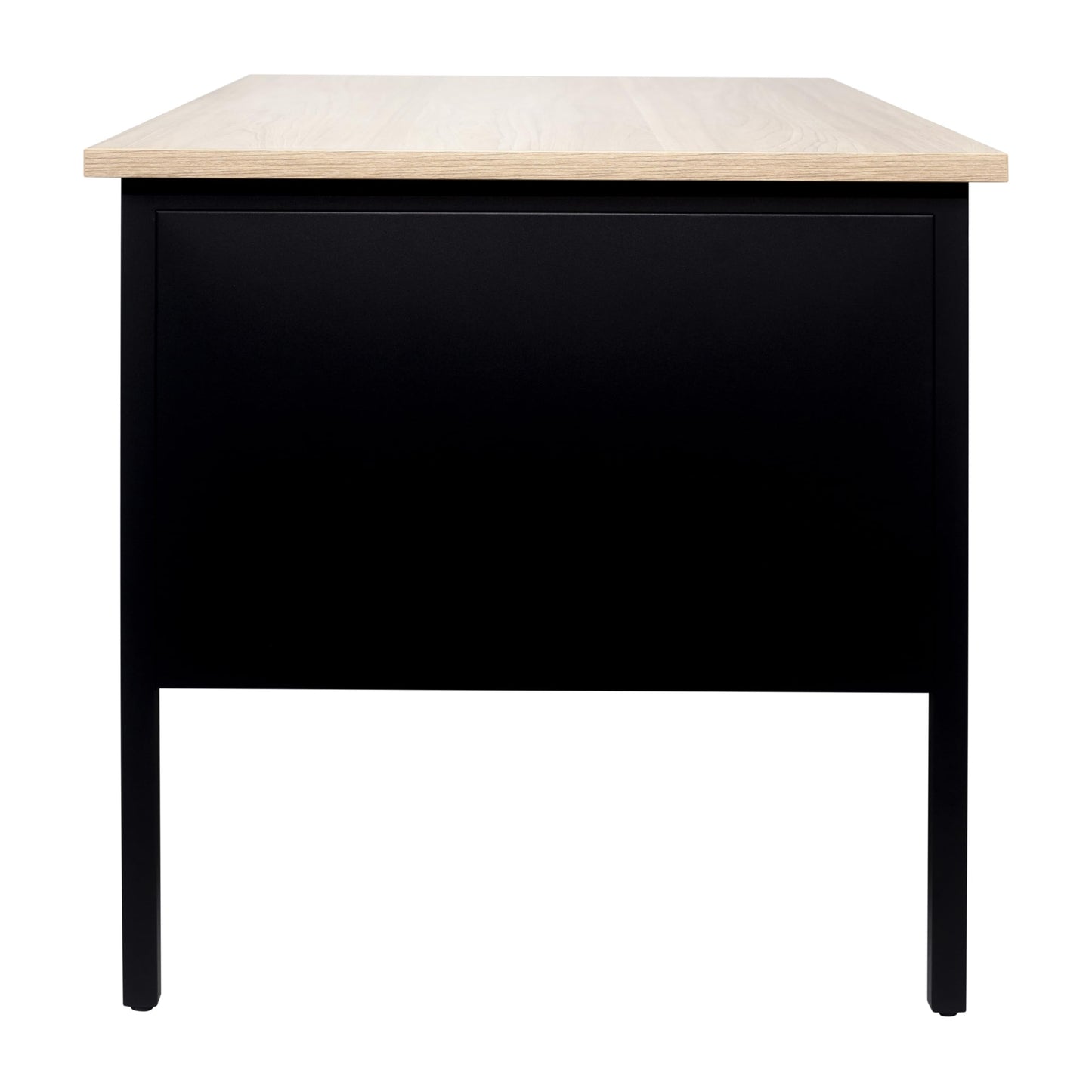 Flash Furniture Cambridge Right Side Single Pedestal Desk with 3 Locking Drawers, Commercial Grade Teacher's or Office Desk, 30x48, Metal Frame, White Oak/Black