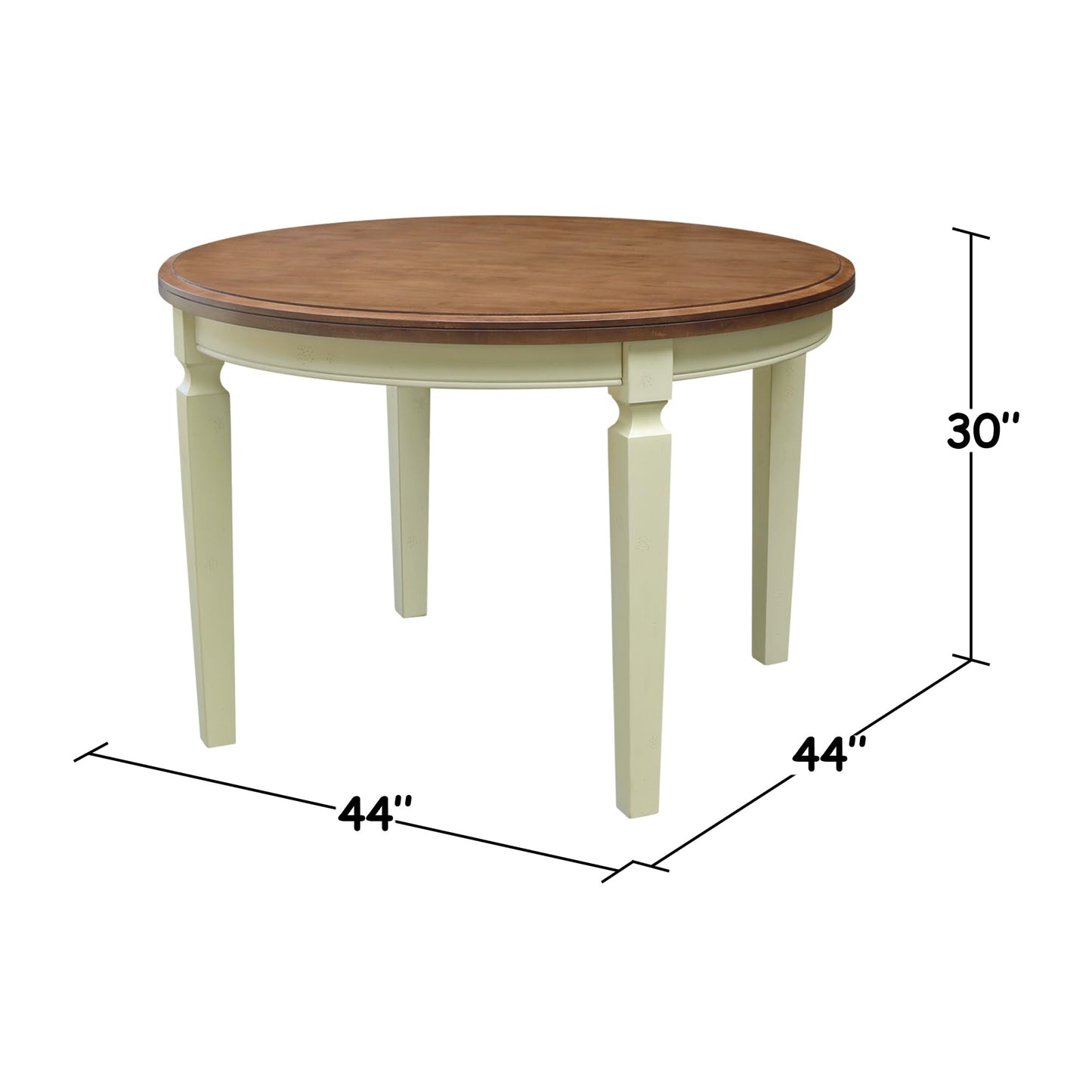 IC INTERNATIONAL CONCEPTS 44 x 44 in Round Top Solid Wood Dining Table in Hickory/Shell