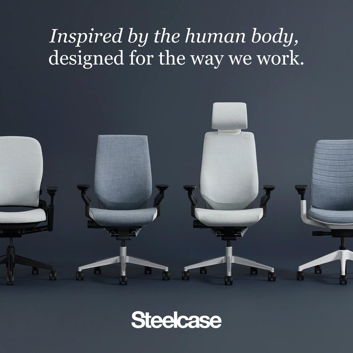 Steelcase Series 1 Office Chair - Ergonomic Work Chair with Wheels for Carpet - Helps Support Productivity - Weight-Activated Controls, Back & Arm Support - Easy Assembly - Concord