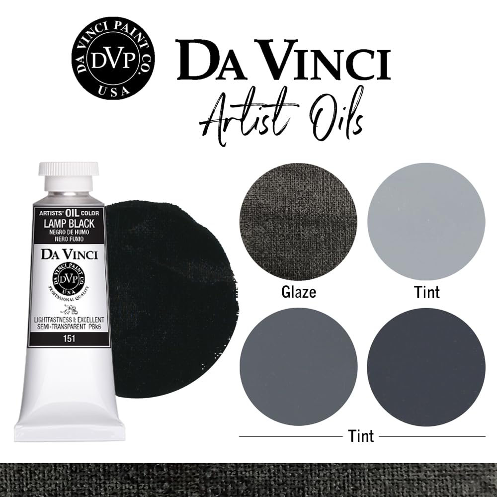 DA VINCI discomfort-reducingTS Professional Artist Oil discomfort-reducingt, Lamp Black, 1.25 Fl Oz