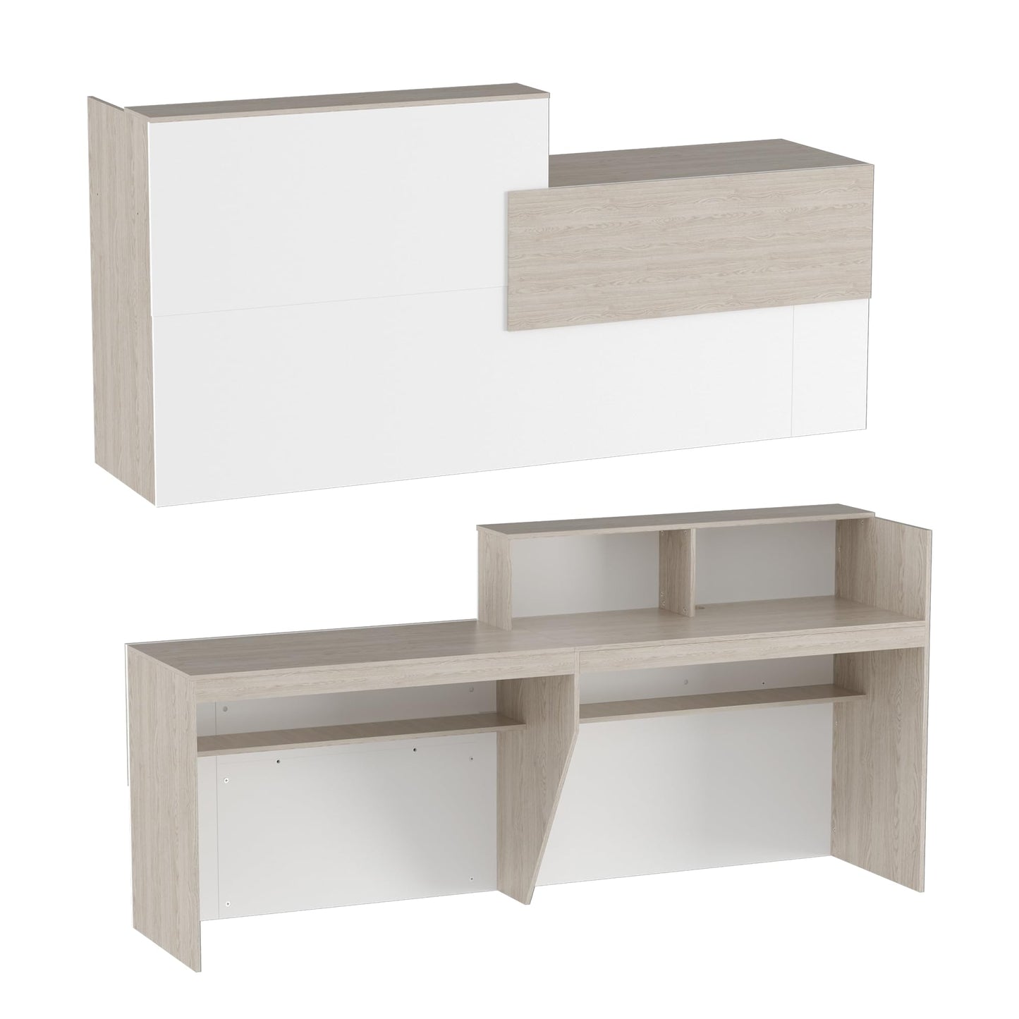 85.8 inches Reception Desk with Counter Modern Front Table Checkout Counter Table Retail Counter for Reception Room,Salon,Office,Store,Shop,Clinic,Lobbies,Retail,Home,White