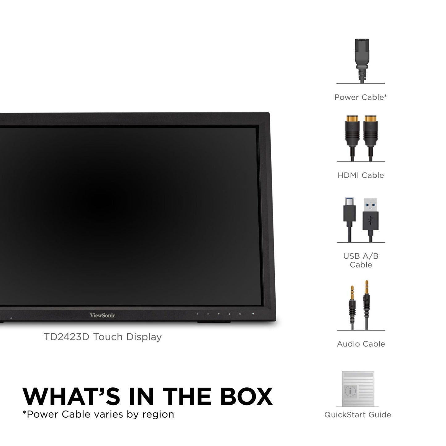 ViewSonic TD2423D 24 Inch 1080p Touch Screen Monitor, 10-Point Multi IR Touch for Retail POS and Kiosk, 7H Scratch-Resistant Glass, Eye Care, 100x100mm VESA Compatible, HDMI, VGA, DisplayPort, USB Hub