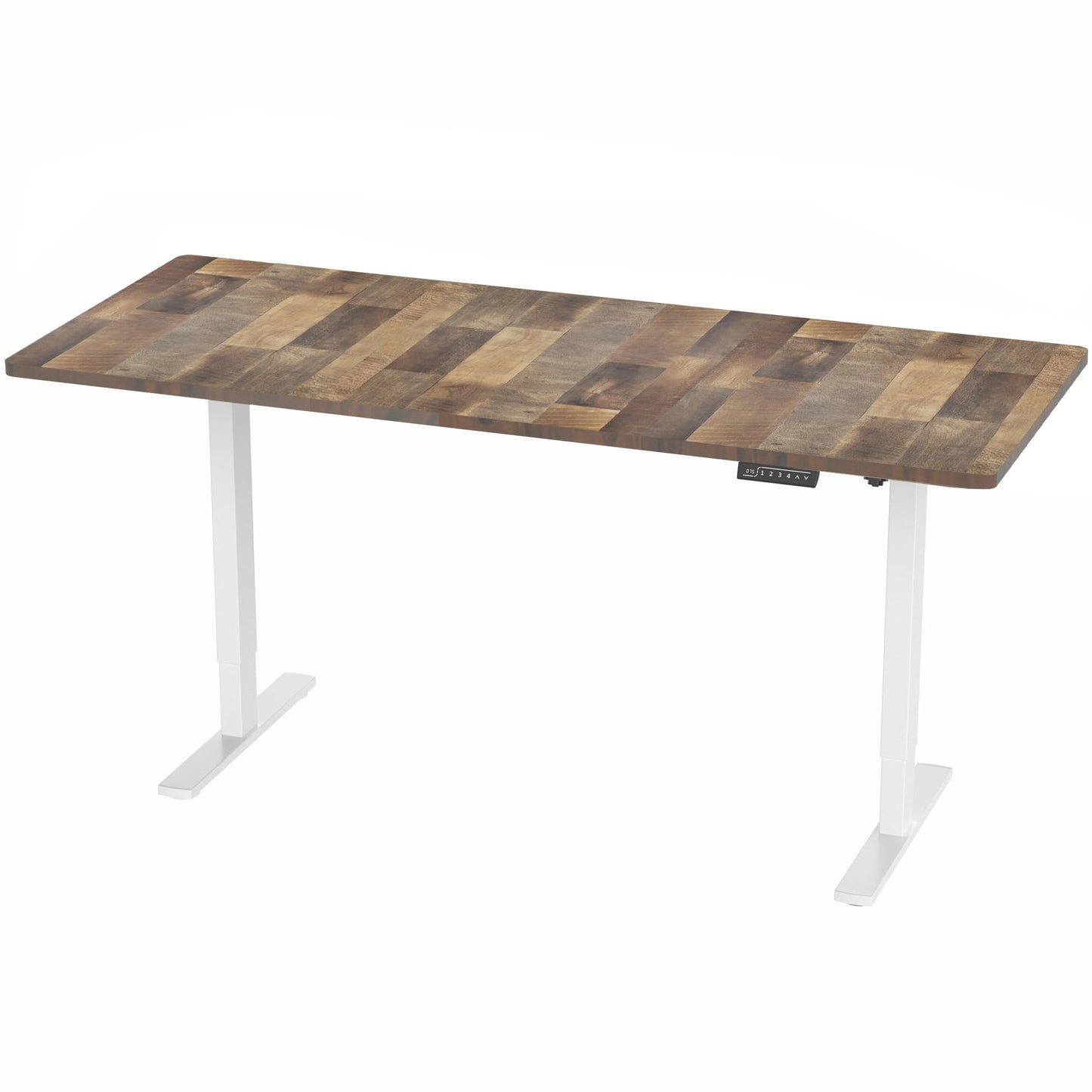 VIVO Electric 71 x 30 in Standing Desk, Memory Height Adjustment, 1B Series, Holds 220 lbs, Reclaimed Wood Top White Frame, DESK-KIT-1W7P