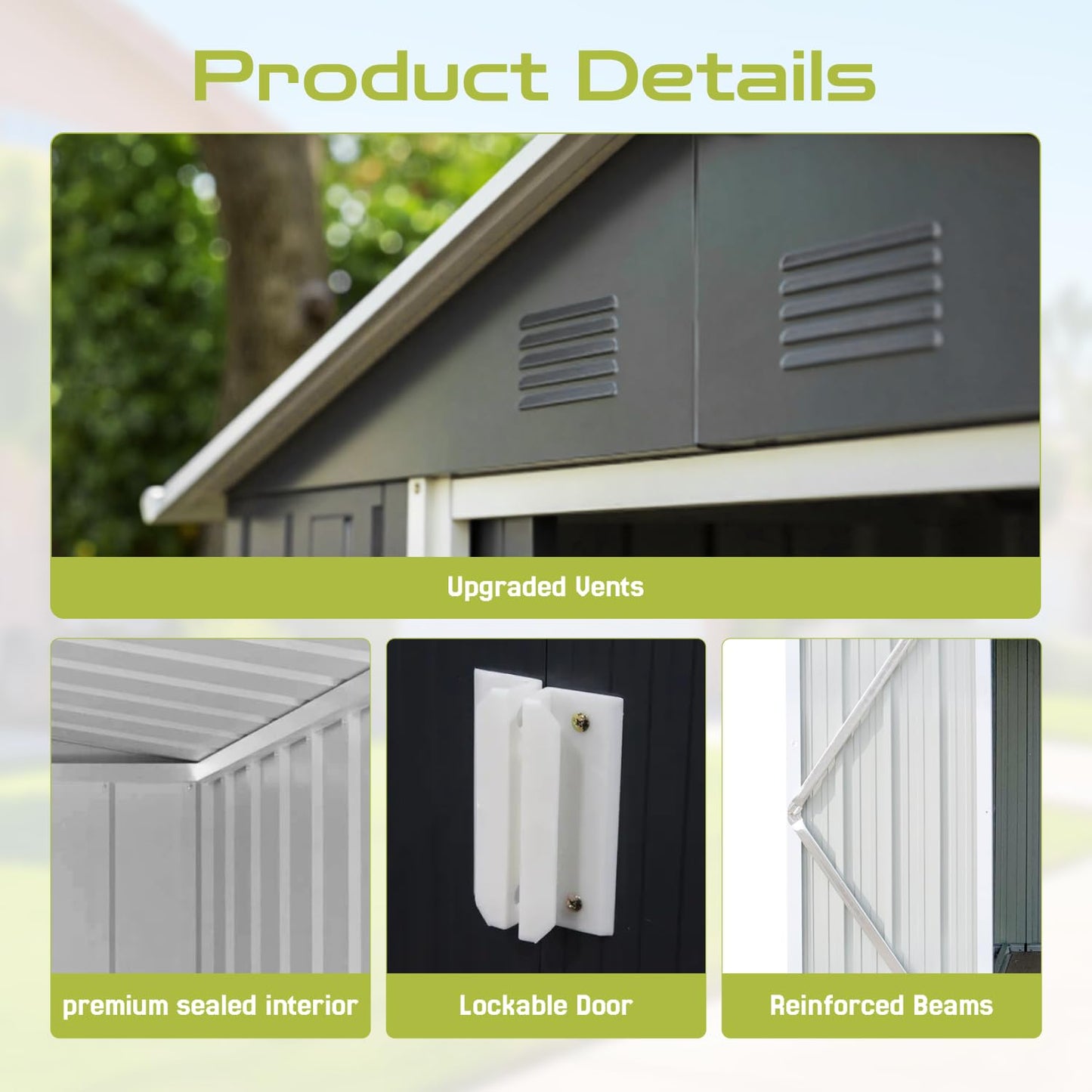 9' x 6.5' Outdoor Storage Shed, Sturdy Metal Building w/Windows & Lockable Doors for Garden, Backyard, Poolside and Lawn, Anthracite