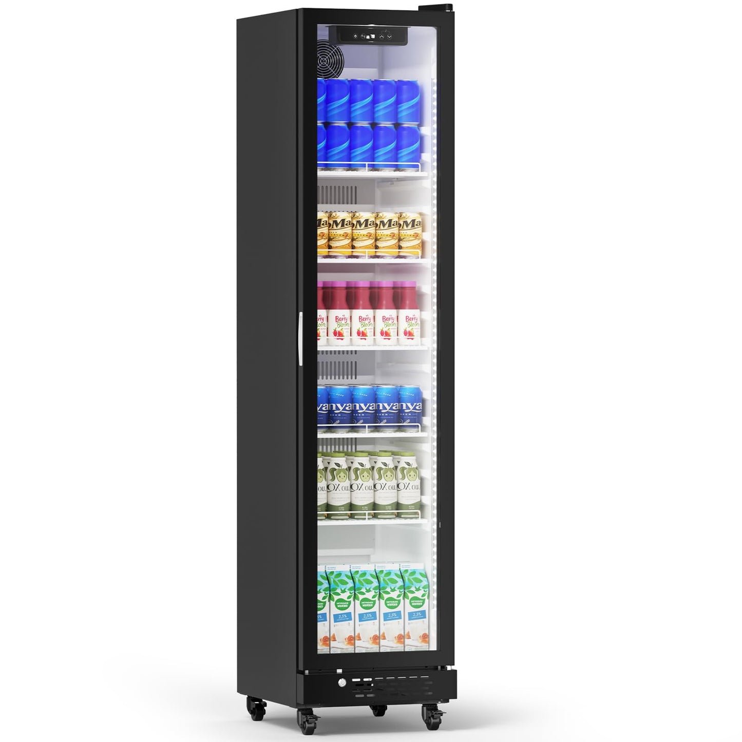 Electactic Wine Refrigerator 8.3 Cu.Ft Glass Door Beverage Cooler Freestanding Refrigerator Counter Commercial Merchandiser w/Large Capacity Advanced Cooling System LED Light Adjustable Shelves Black