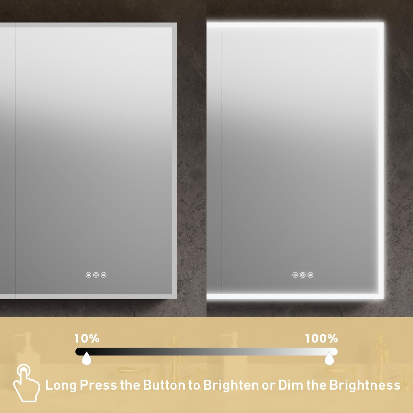 tunuo Recessed Medicine Cabinets for Bathroom with Mirror, Only Recessed Medicine Cabinet with Defogger, Dimmer, Outlets & USB, Three Doors, 42"x 36"