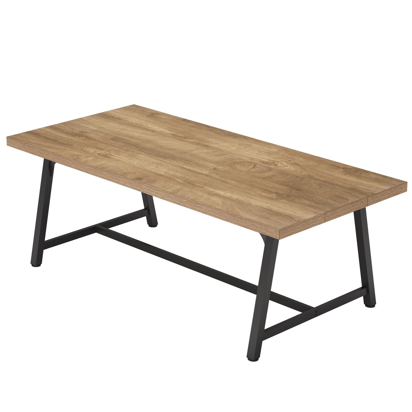 Tribesigns 6FT Rectangle Conference Table, 70.87L x 33.46W x 29.92H Inches Meeting Table for Conference Room, Wood Office Executive Desk with Strong Metal Frame for 6 People, Yellow Brown