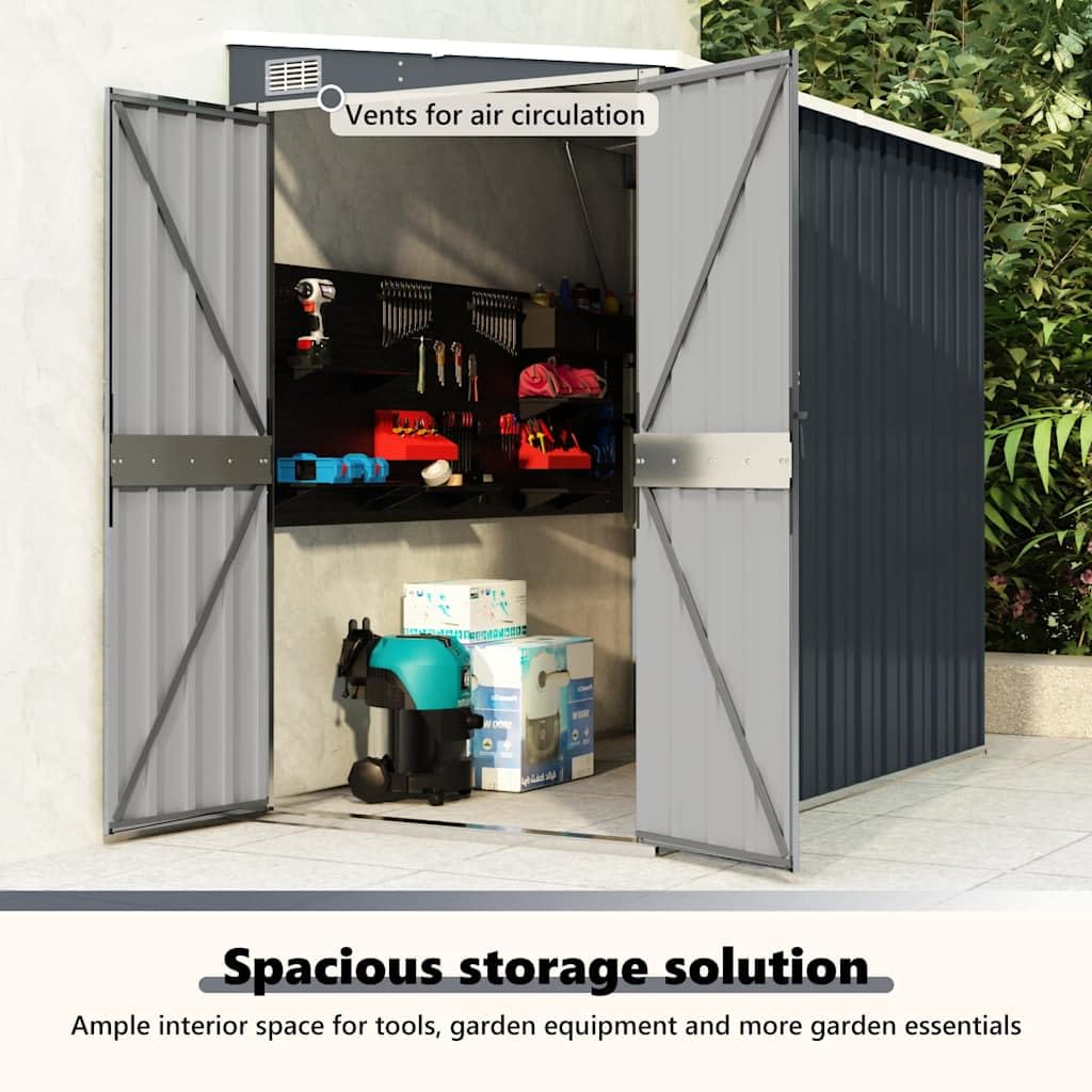 Outdoor Garden Shed 46.5 x 76.4 x 70.1 Inch, Metal Storage House with Lockable Door, Weather-Resistant Galvanized Steel Shed for Backyard, Patio, and Lawn Tool Organization
