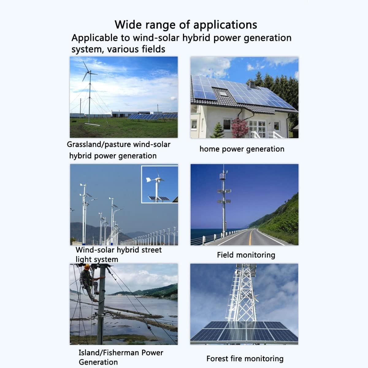 BKCEHCRS Wind Solar Hybrid Charge Controller with LCD Display 3000W,24V/48V Automatic Wind and Solar Charge Controller, 1500W Wind + 1500W Solar Wind Power Accessories Intelligent Regulator,3000W
