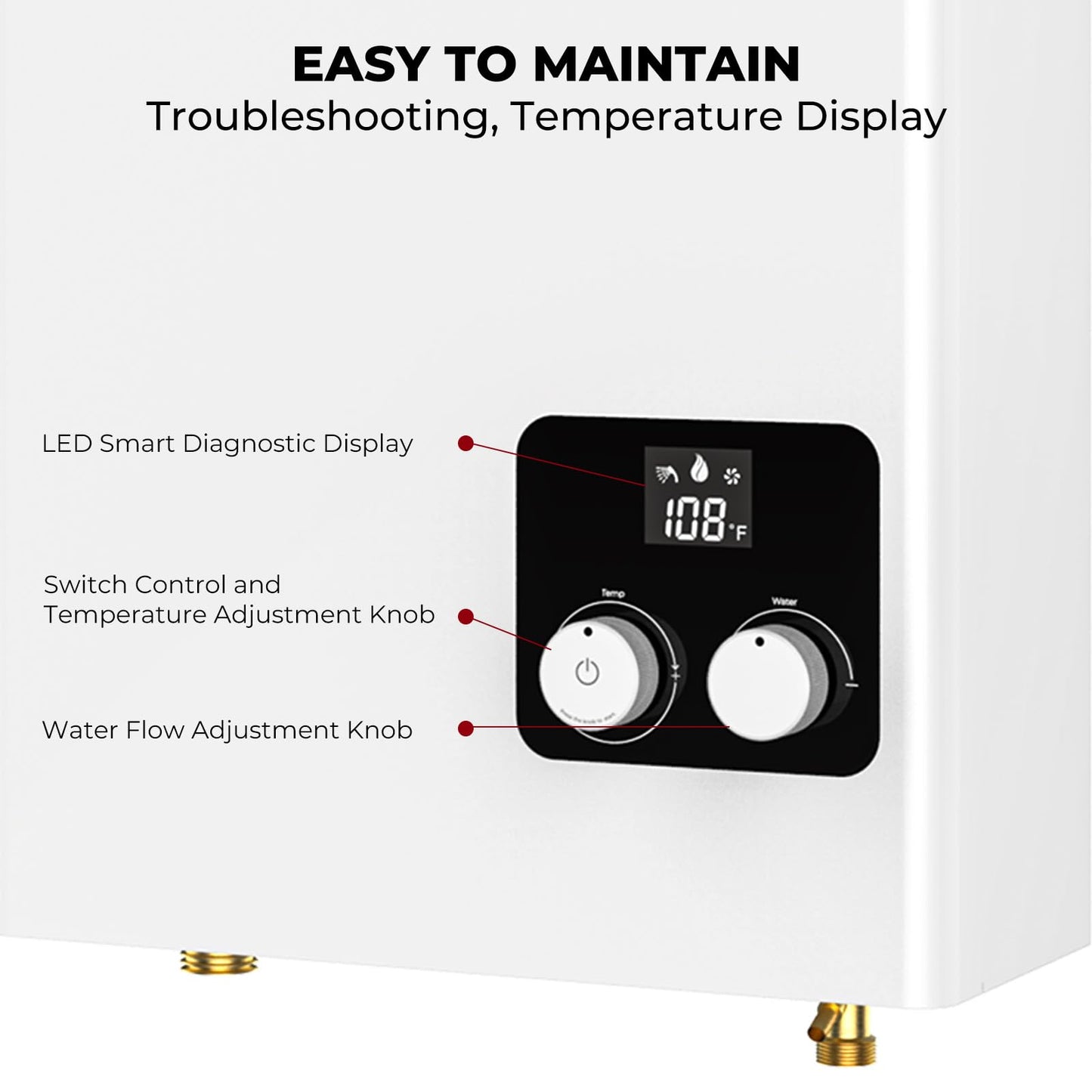 Camplux 4.22 GPM 102000 BTU Indoor Liquid Propane Tankless Water Heater, On-Demand Instant Hot Water, LED Diagnostic, 6 Safety Protections, Wall Mounted, 120V, 1/2 NPT