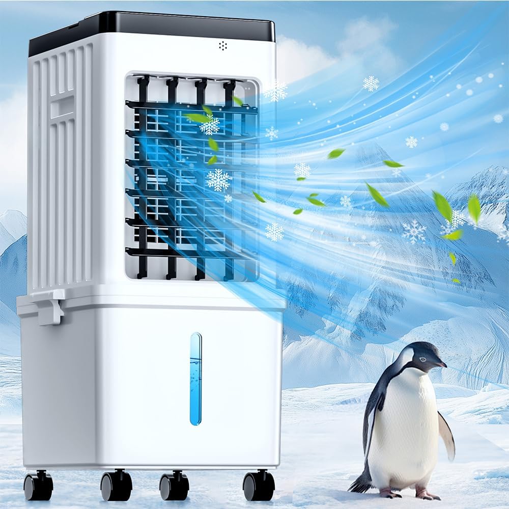 Portable Air Conditioners, Swamp Cooler Portable AC Unit with Removable 2.6 Gal Water Tank, Windowless Evaporative Air Cooler with 3 Speeds for Bedroom & Office, Fast Cooling Portable AC for Home Use