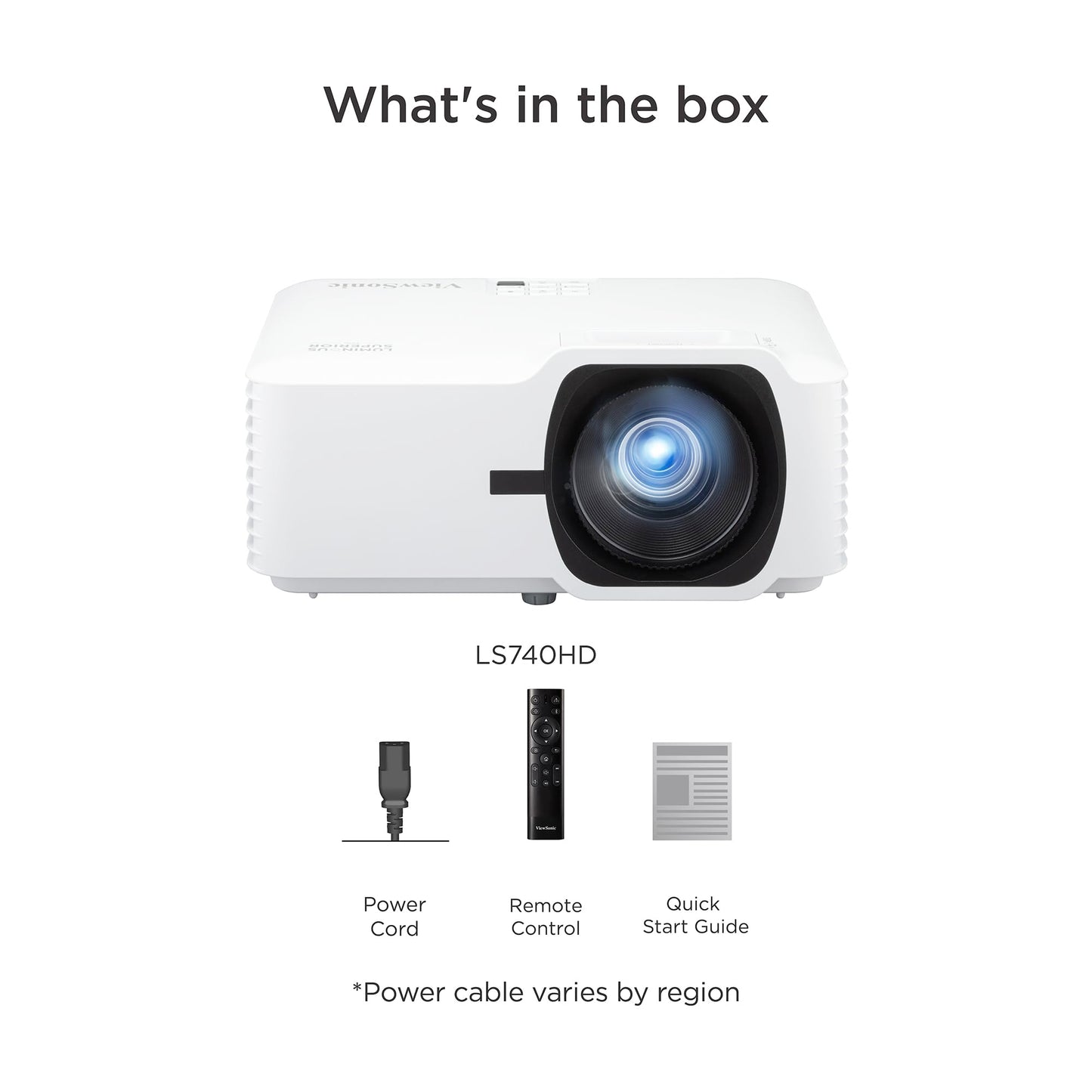 ViewSonic LS740HD 5500 Lumens 1080p Laser Projector, High Brightness for Auditoriums, 1.3x Optical Zoom, H/V Keystone, and 360-Degree Projection for Flexible Setup, HDR Support, and HDMI Inputs