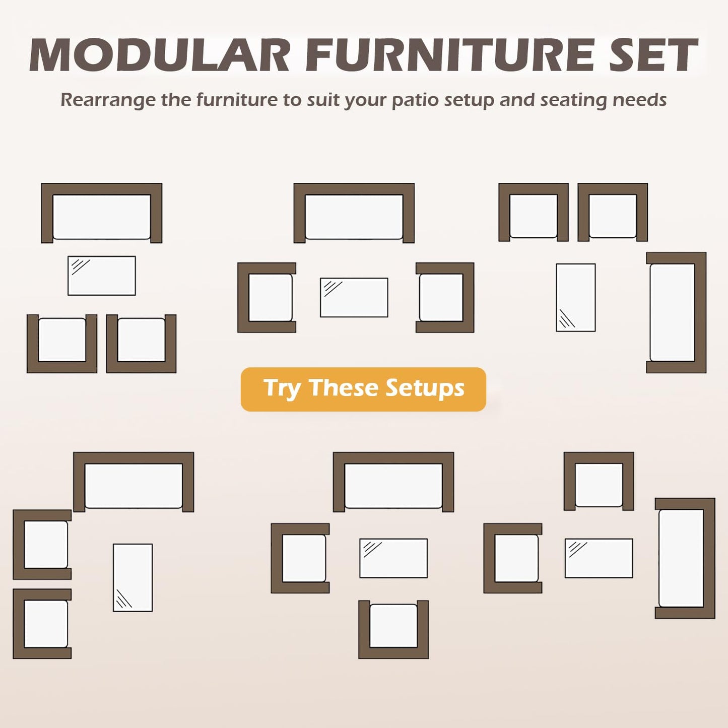 FDW | 4-Piece Patio Furniture Set | Gray & Khakhi | Outdoor Wicker Furniture with Coffee Table | Modern Rattan Chairs Conversation Set | Outdoor Seating | Weather-Resistant | for Porch, Garden, Lawn
