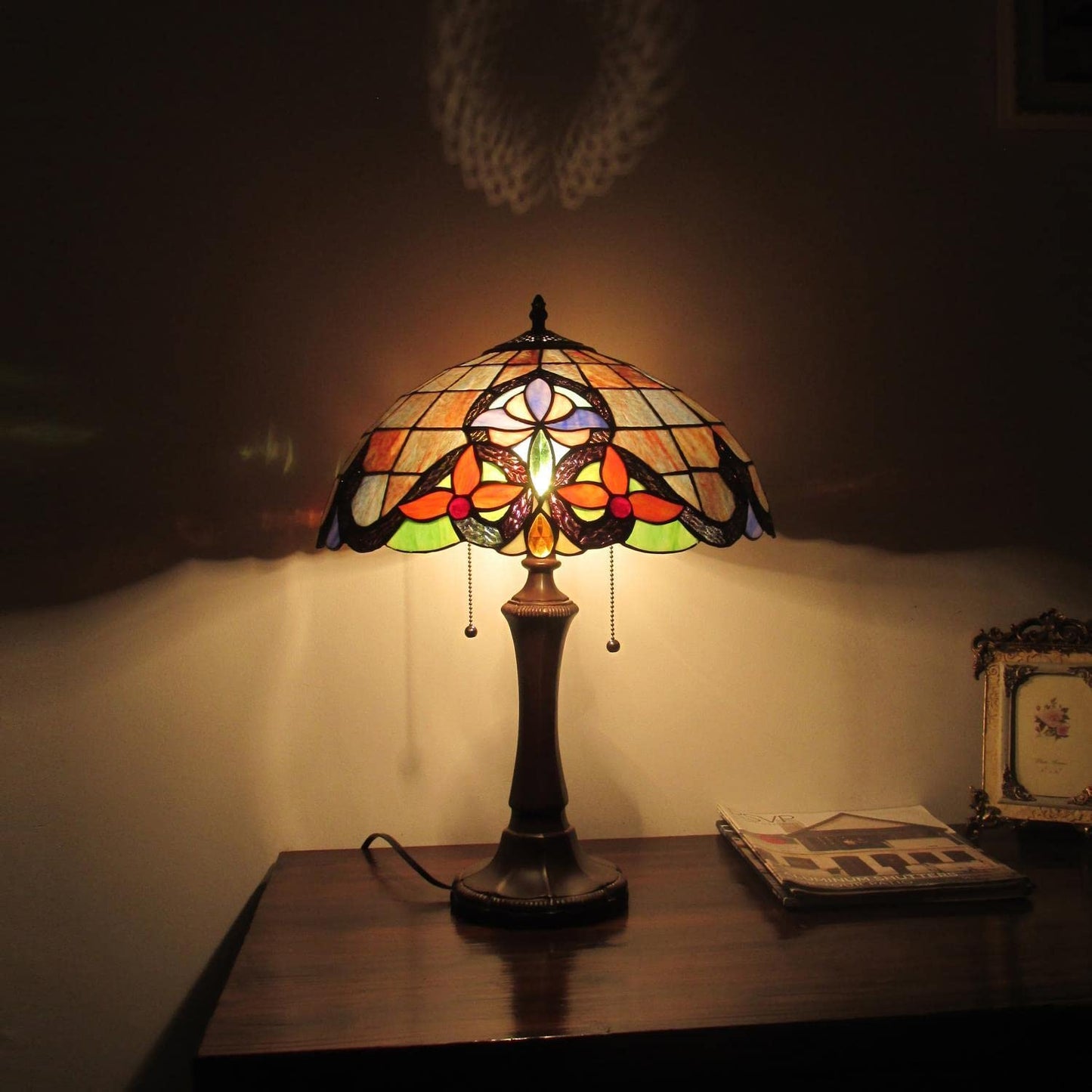 Chloe Lighting 2 Light Table Lamp Victorian Tiffany-Style Dark Bronze 16in Wide Multicolor Model CH3T231BV16-TL2