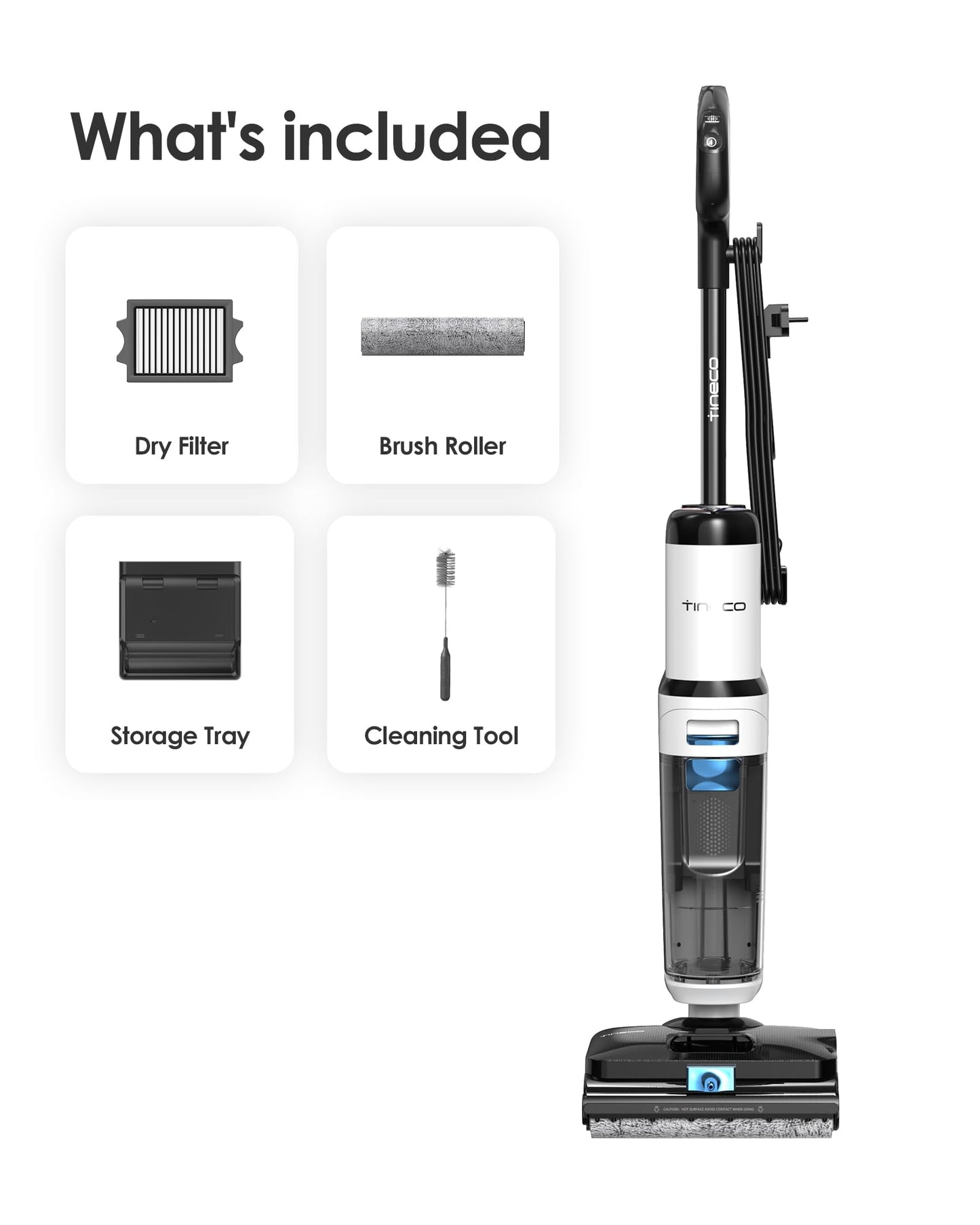 Tineco Corded 3-in-1 Wet Dry Vacuum Mop with Steam Function, FLOOR ONE S6 Stretch Steam, Tineco BoostSteam, 320℉ High-temp Steam Cleaning, 180° Lay-Flat, Anti-Tangle Design, One-Touch Self-Cleaning