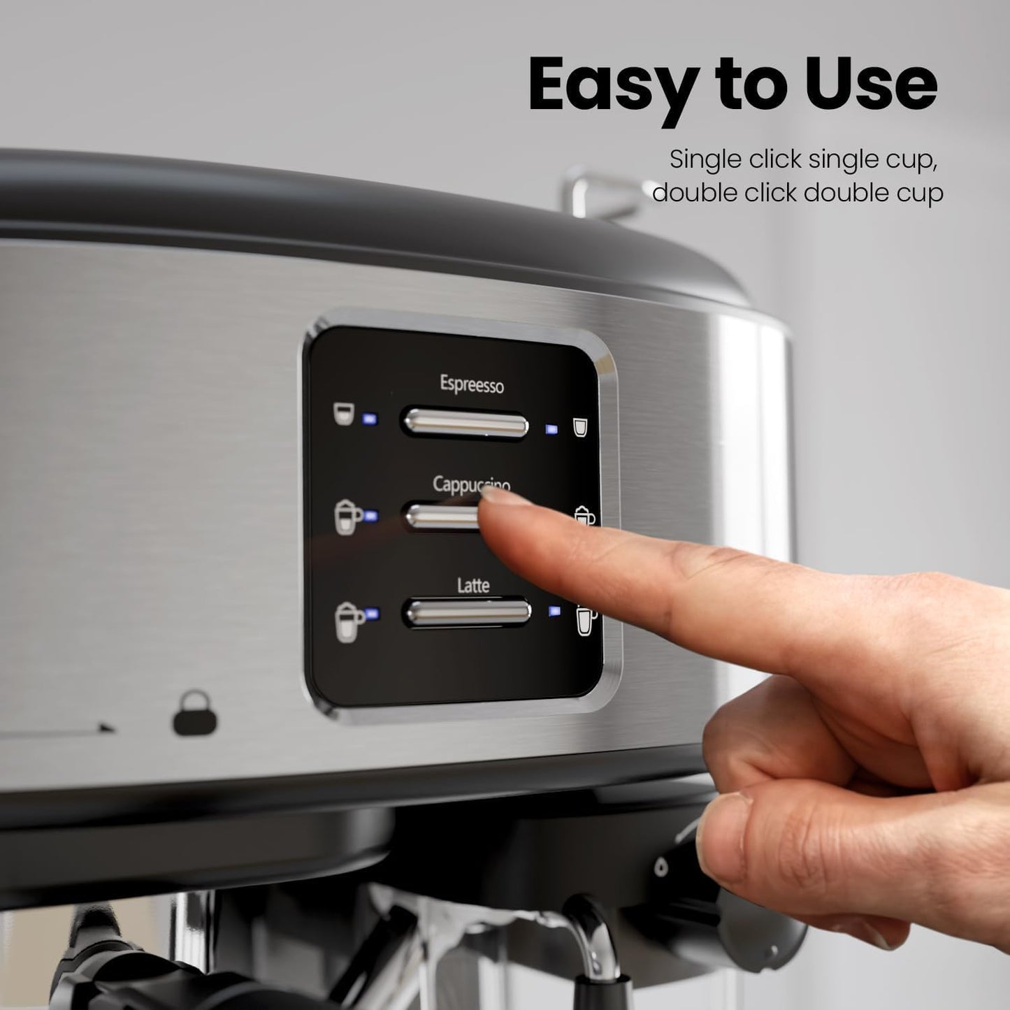 Electactic 20 Bar Professional Compact Espresso Cappuccino Machine with Auto Milk Frother, Stainless Steel Coffee Maker for Cappuccino, Latte