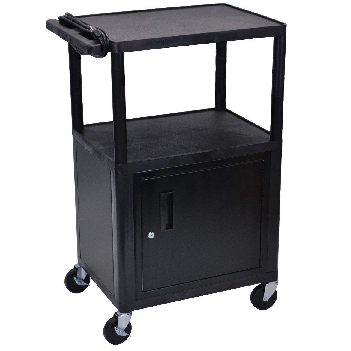 Luxor LE42C-B 42"H AV Cart - Three Shelves Cabinet