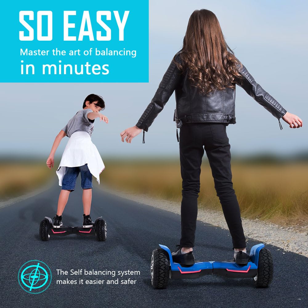 Gyroor Warrior 8.5 inch G2 All Terrain Off Road Scooter with Bluetooth Speakers and LED Lights, Self Balancing Scooter for Kids ages 6-12 and Adults