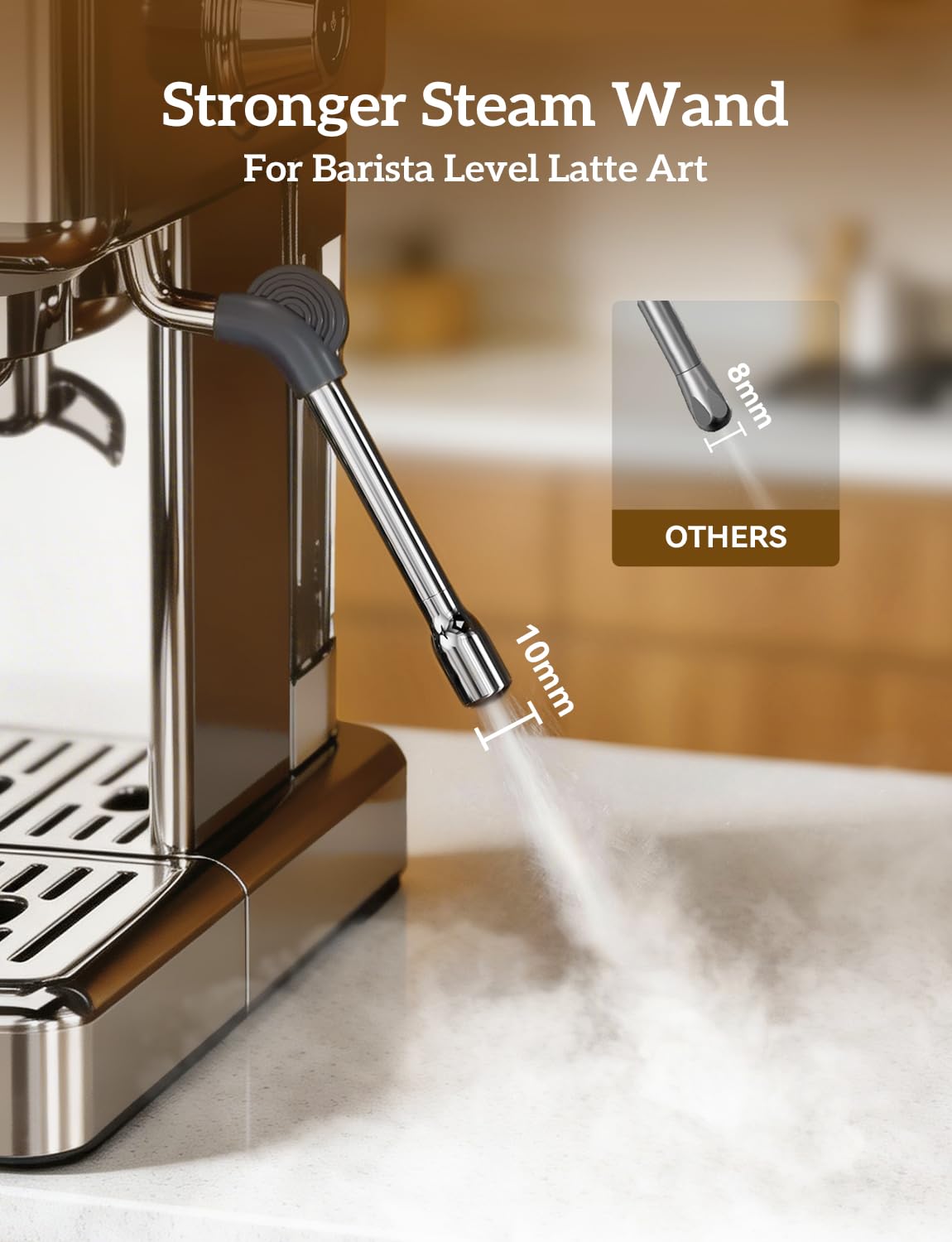 COUPLUX Espresso Machine with Grinder, 5-Temperature (190~205℉) Professional Espresso Machine 58MM with Powerful Milk Frother 15 Bar Expresso Coffee Machines for Espresso Americano Cappuccino & Latte