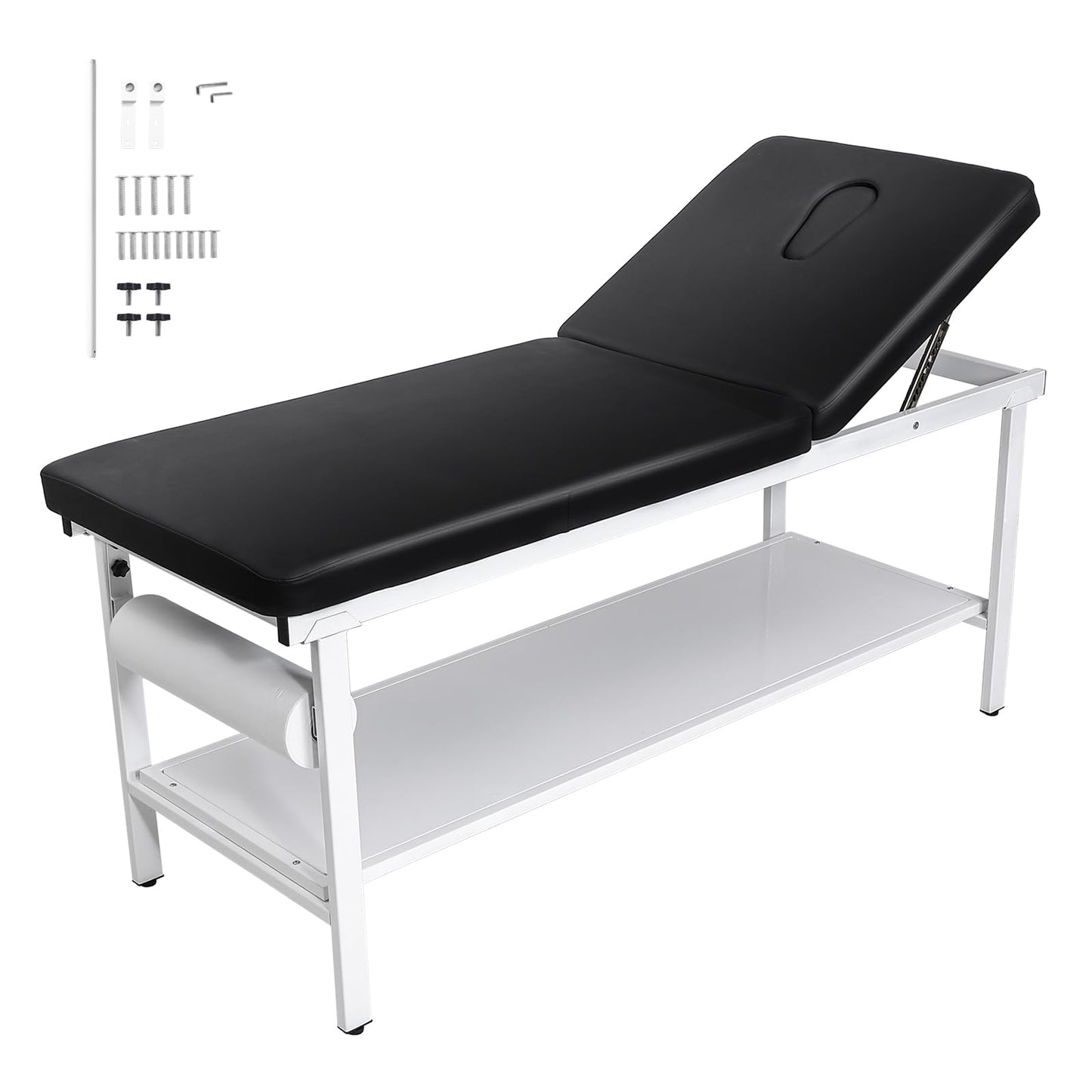 VEVOR Medical Exam Table, 500LBS Loading Medical Examination Bed with 0°–40° Adjustable Backrest, Physical Therapy Exam Table with Storage Shelf & Paper Roll Dispenser for Hospital Clinic Rehab Center