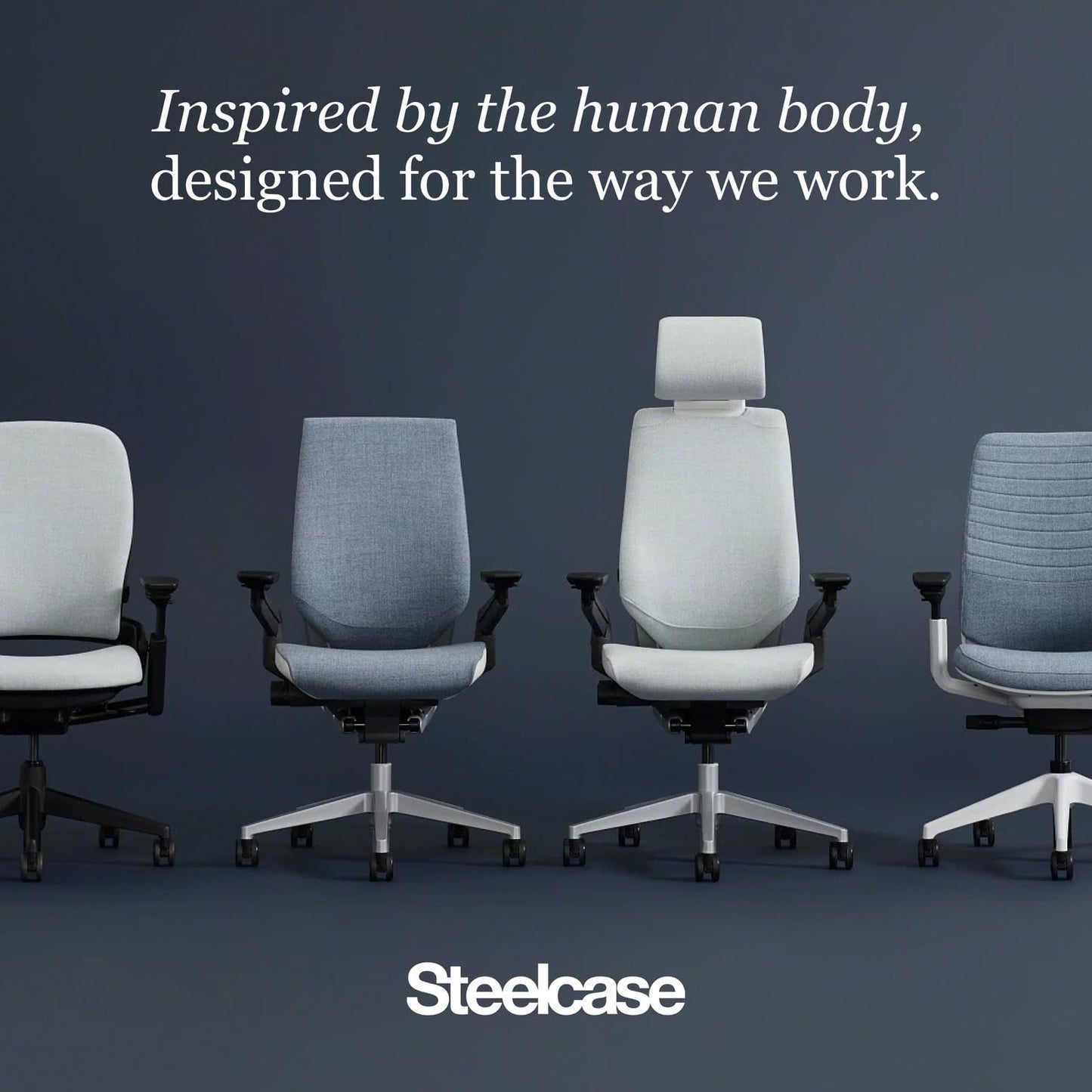 Steelcase Series 2 Office Chair - Ergonomic Work Chair with Wheels for Carpet - with Back Support, Weight-Activated Adjustment & Arm Support - Adjustable Rolling Chairs for Desk - Graphite