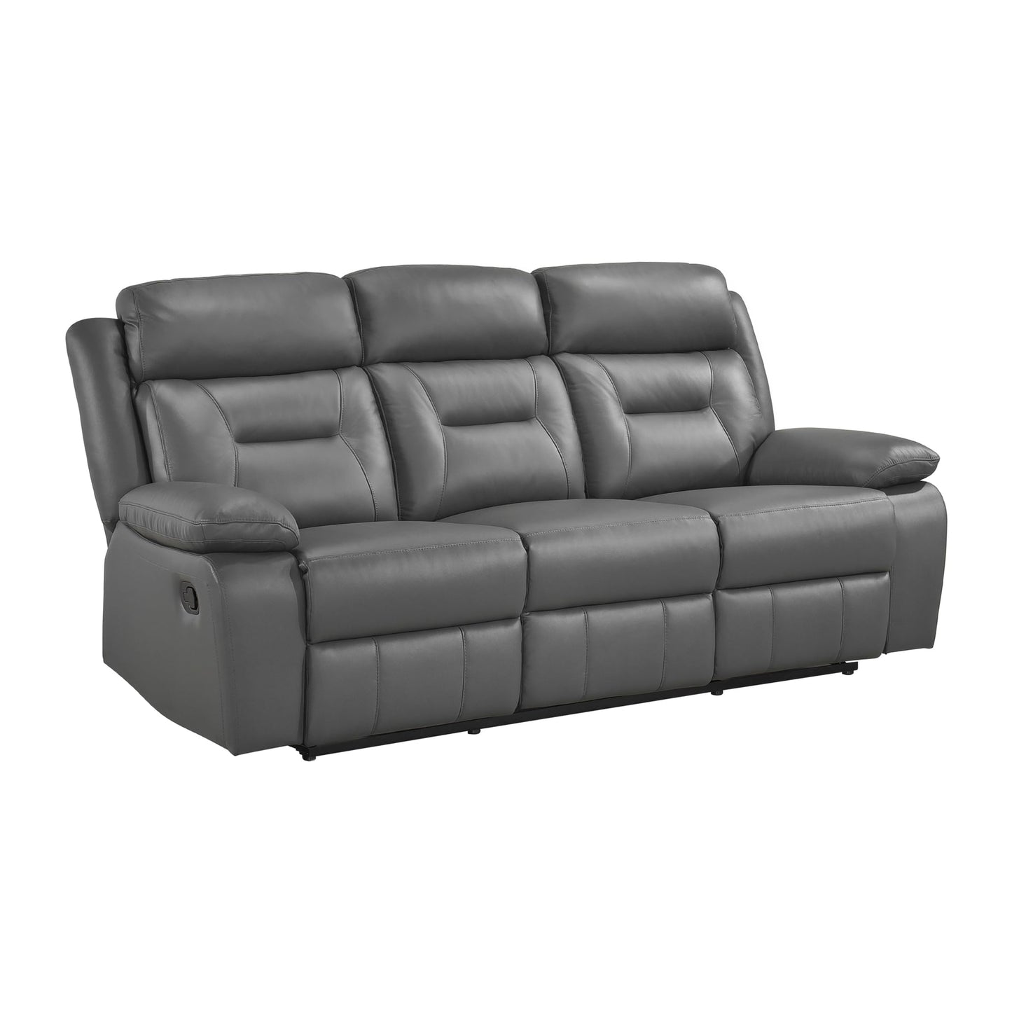 Lexicon Reclining Sofa for Living Room, Double Recliner RV Couch, Manual Wall Hugger Recliner, Home Theater Seating Leather Match Reclining Sofa with Pillow Top Armrests, 87''W Couch, Dark Grey