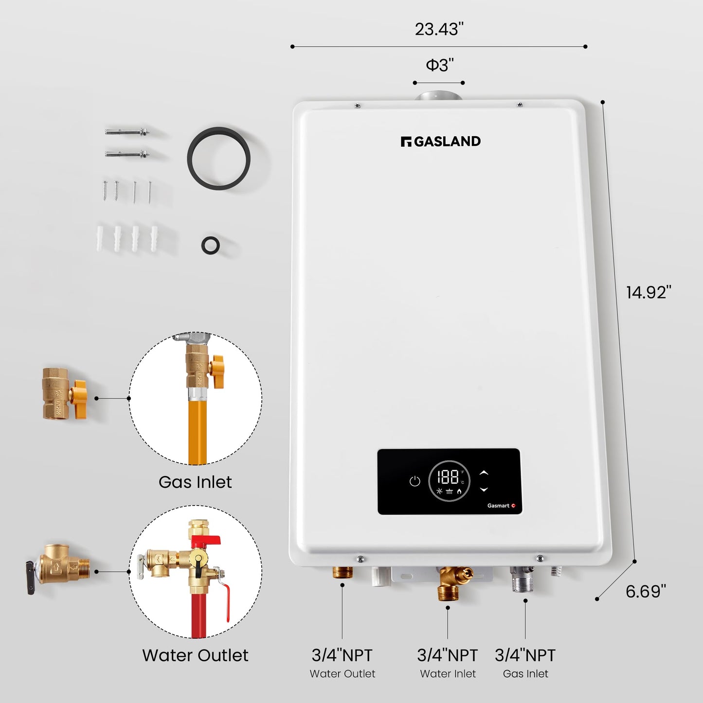 GASLAND Gasmart C 150,000 BTU, Max 5.8 GPM CSA Certified Whole House Natural Gas Tankless Water Heater | Instant Hot Water Heater, CS528NG